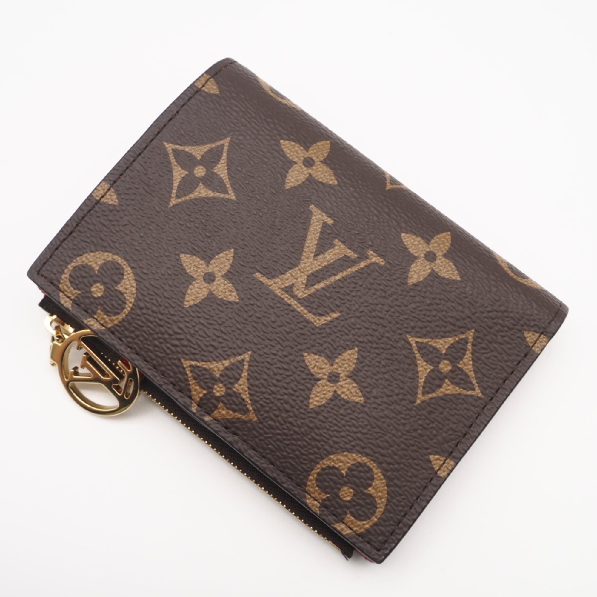 Louis Vuitton Beige Brown Red Color Coated Canvas Leather Wallet (Bi-Fold) (Pre-Owned)