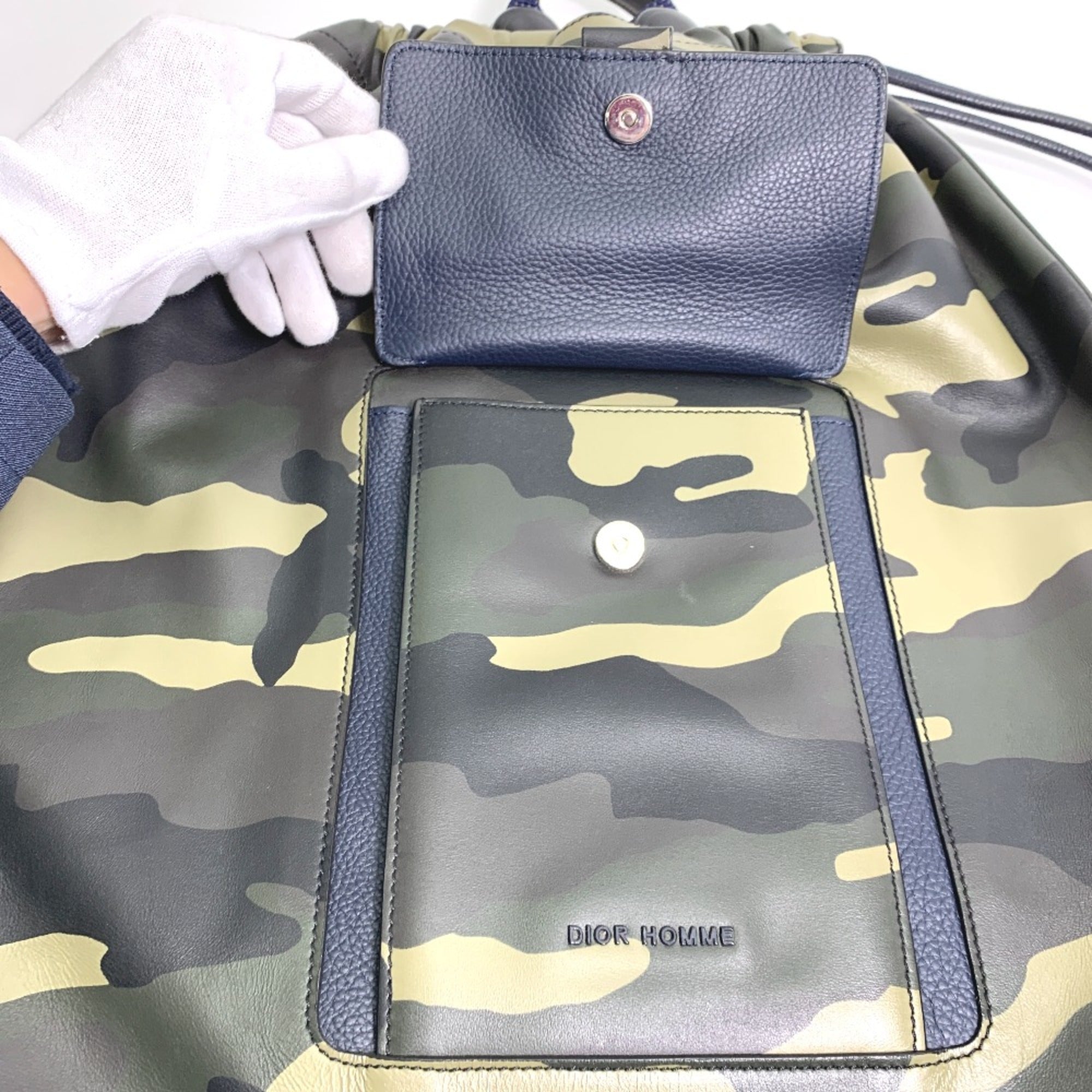 Dior Homme Green Leather Backpack (Pre-Owned)