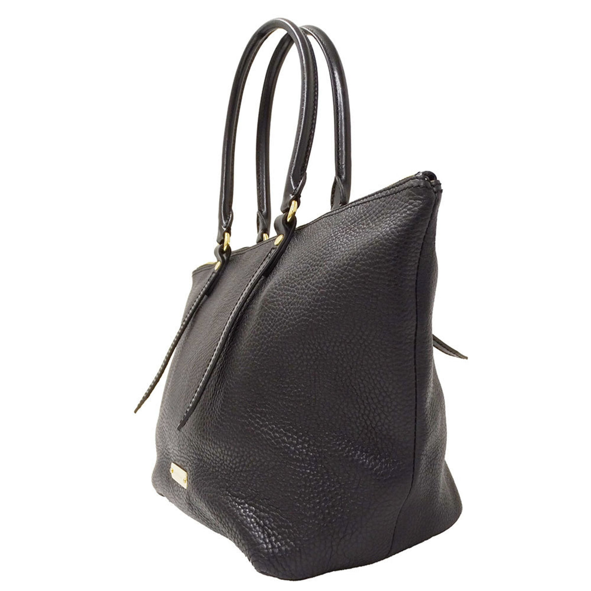 Burberry Black Leather Handbag Tote Bag (Pre-Owned)