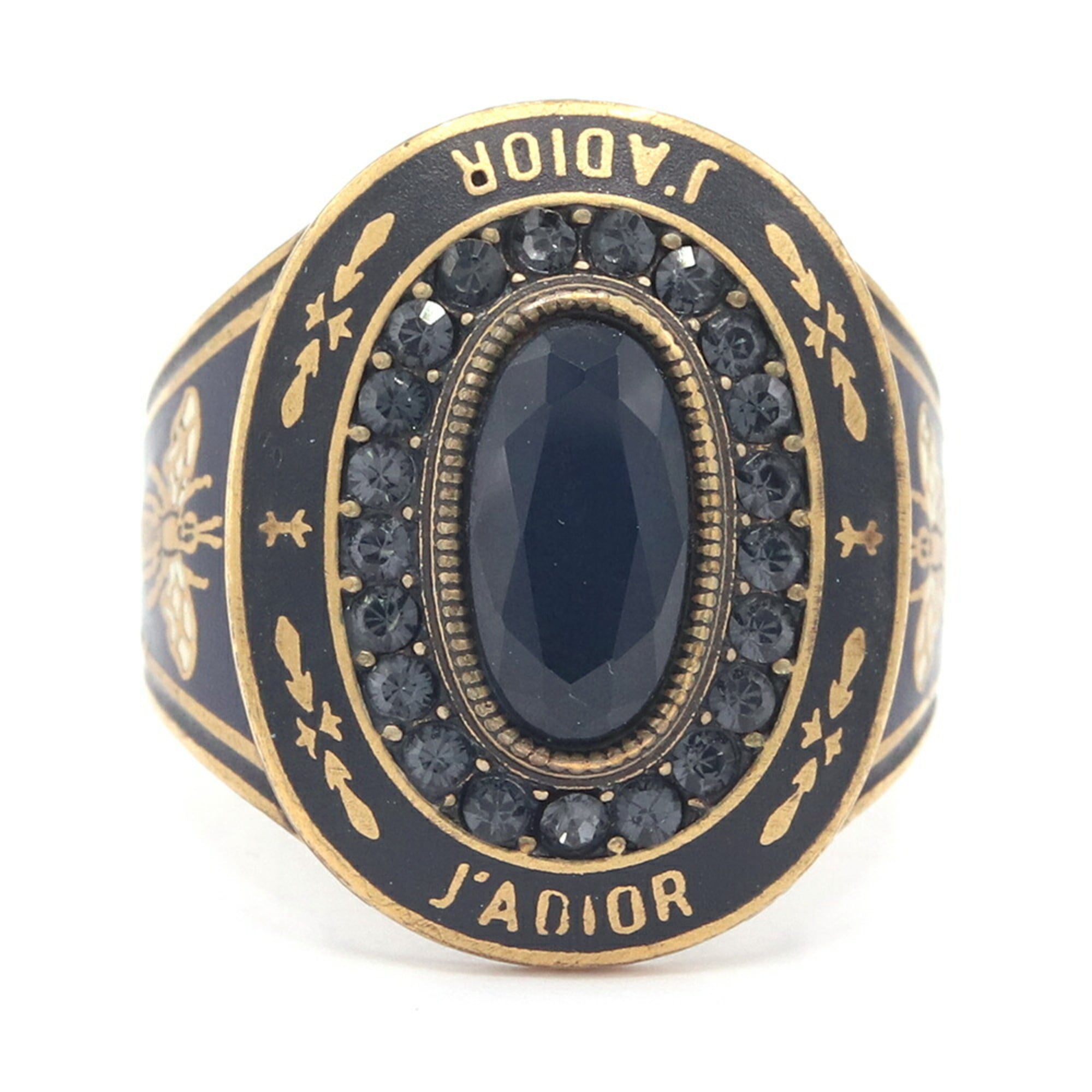 Christian Dior Black Navy Metal Band Ring (Pre-Owned)