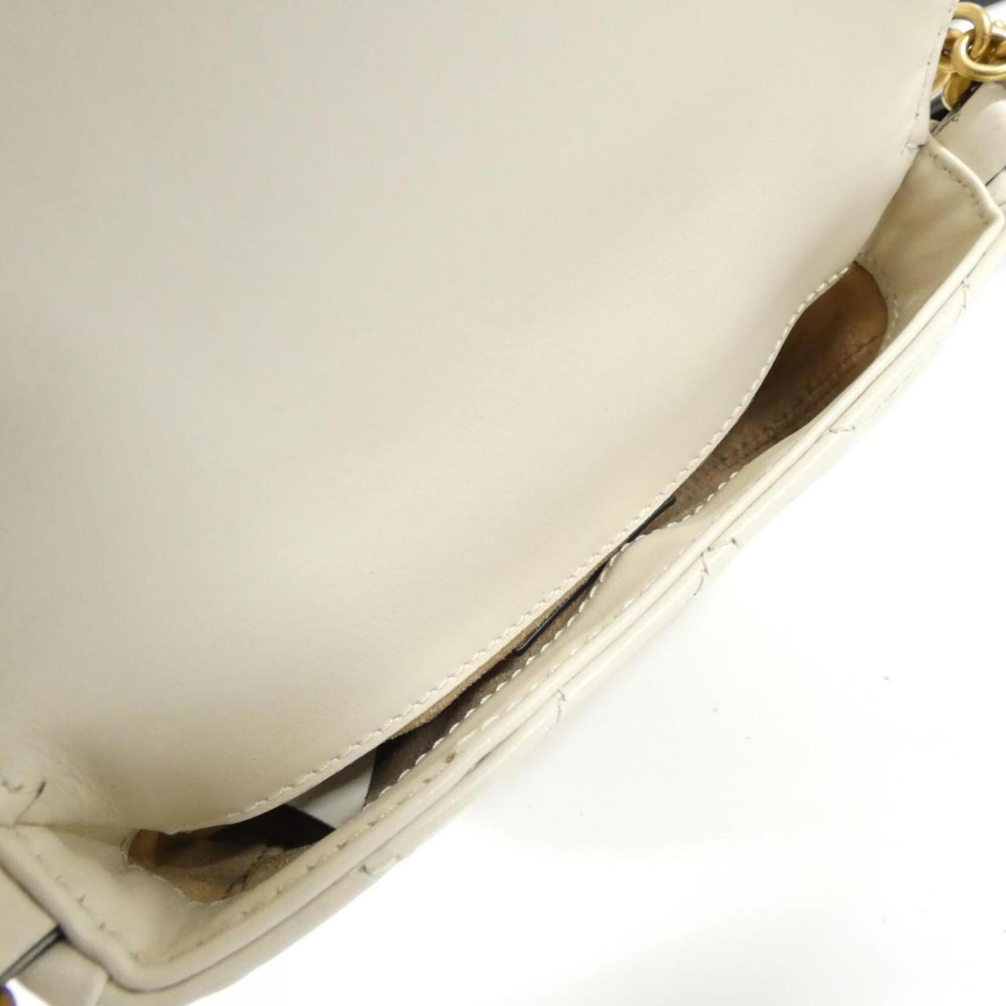 Gucci Gg Marmont Black White Leather Fanny Pack (Pre-Owned)