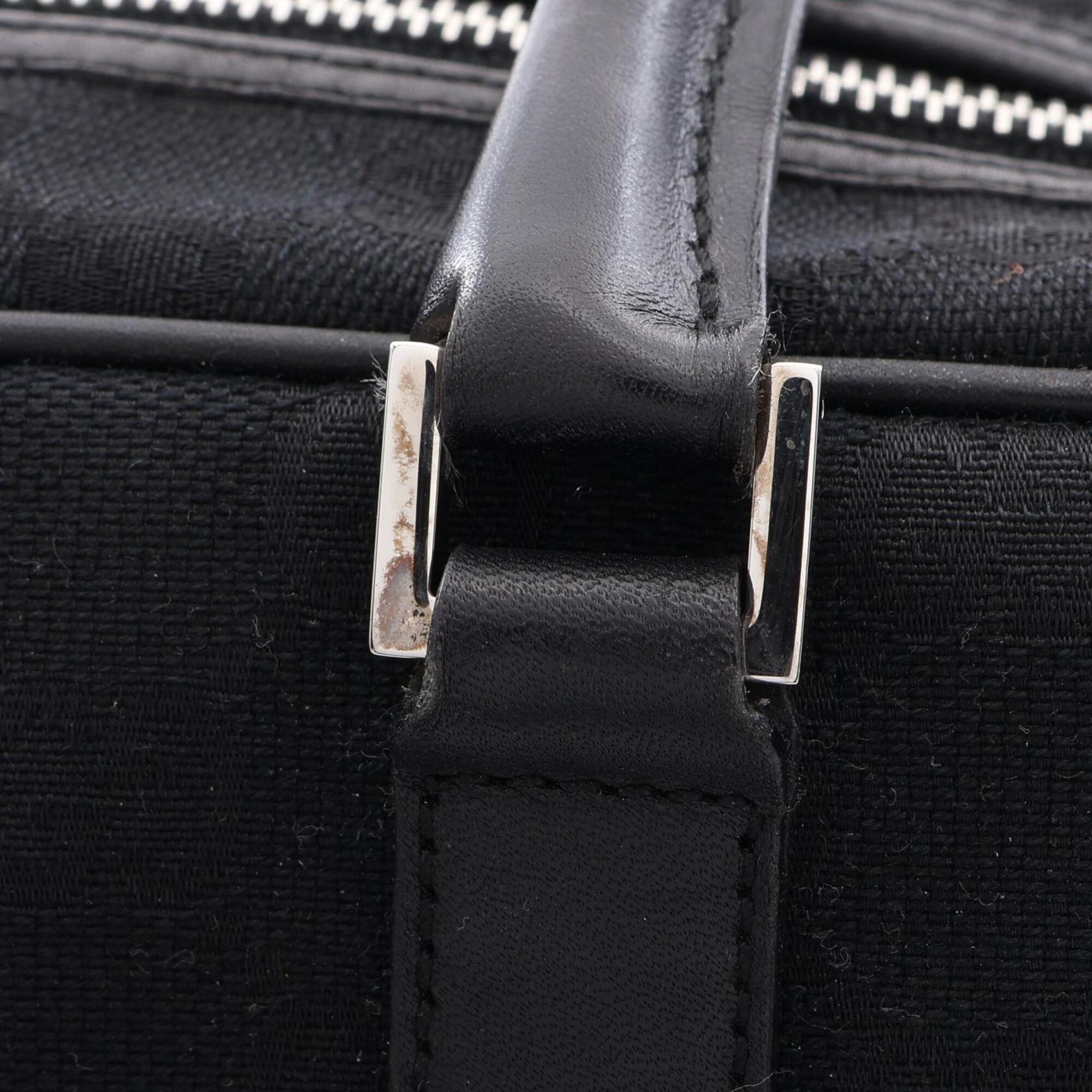 Gucci Gg Canvas Black Gg Canvas Leather Handbag (Pre-Owned)