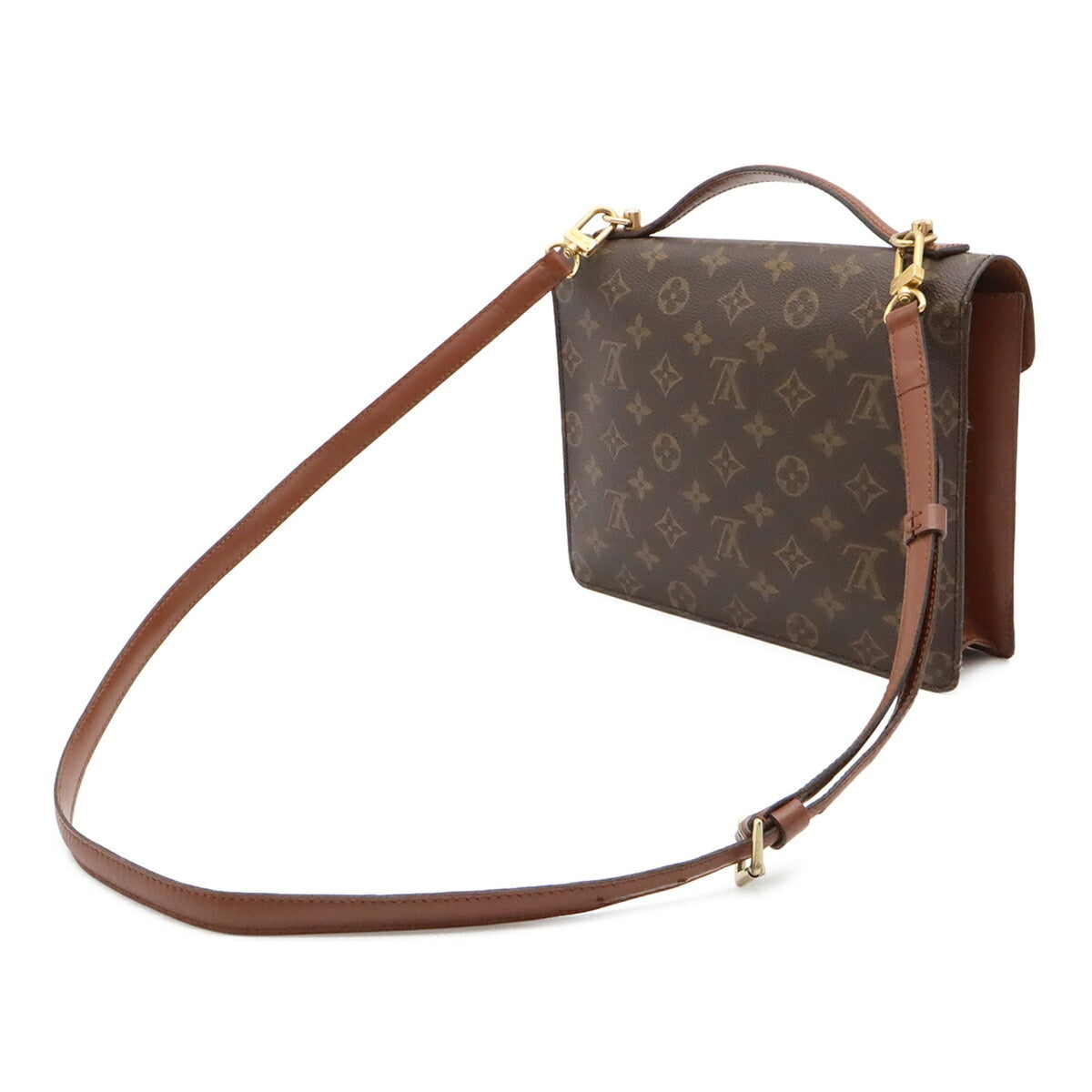 Louis Vuitton Brown Monogram Canvas Pvc Coated Canvas Clutch Bag Handbag Shoulder Bag (Pre-Owned)