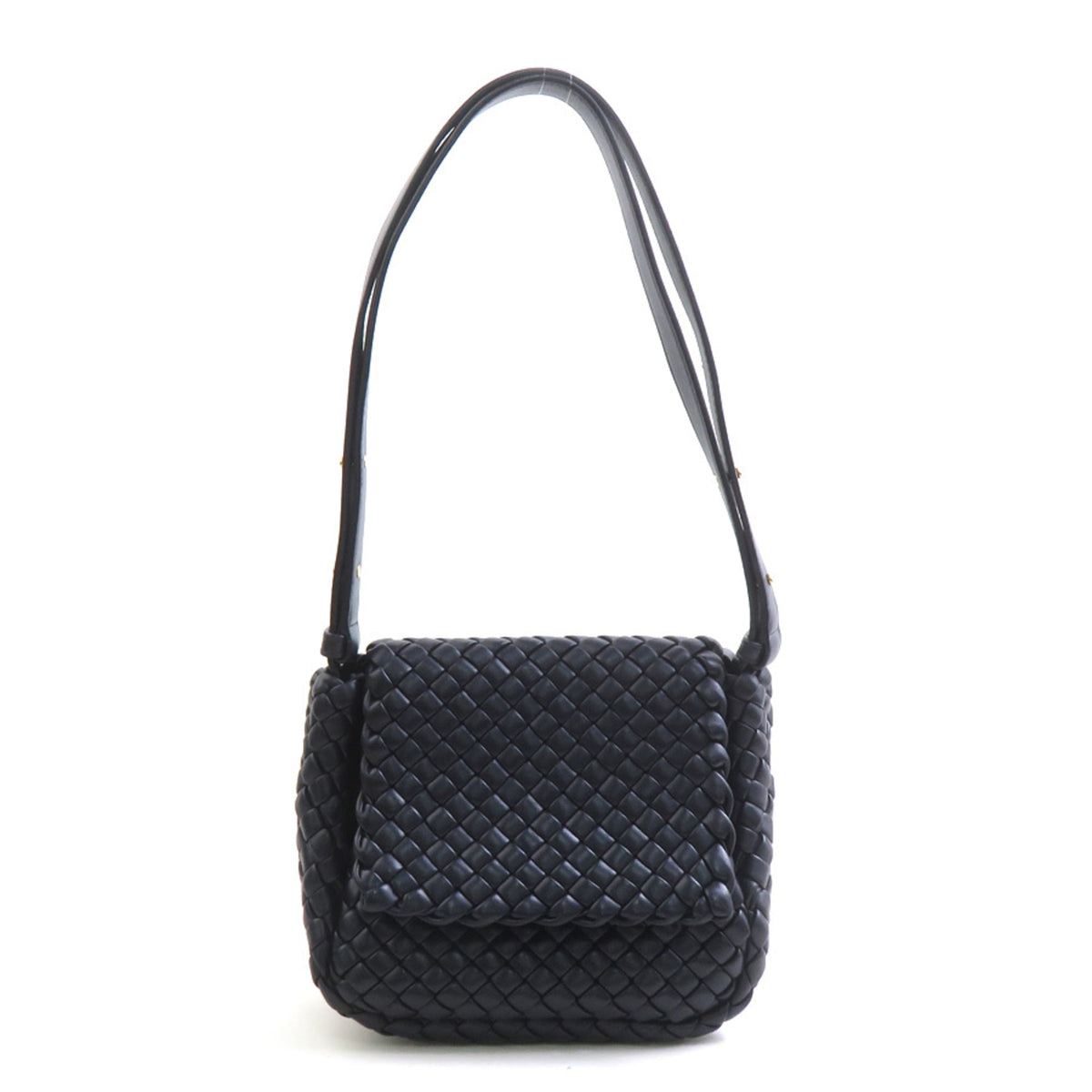 Bottega Veneta Navy Intrecciato Shoulder Bag (Pre-Owned)