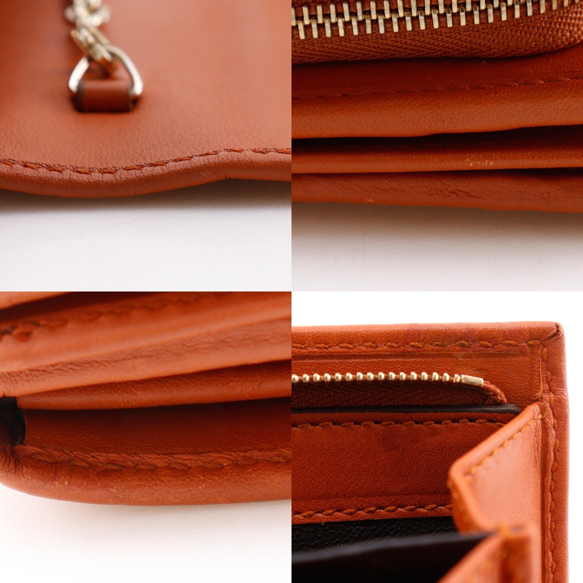 Gucci Orange Leather Chain/Shoulder Wallet (Pre-Owned)