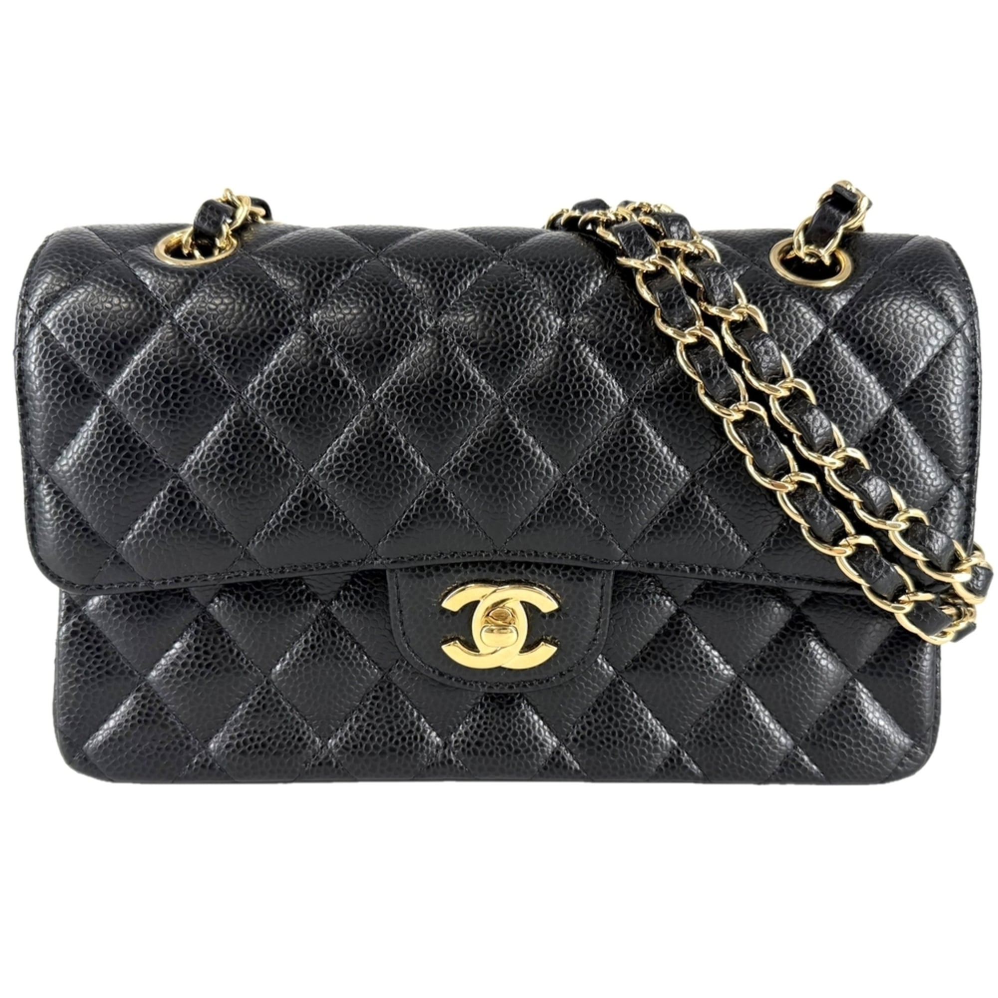 Chanel Matelasse Black Grained Calfskin Shoulder Bag (Pre-Owned)