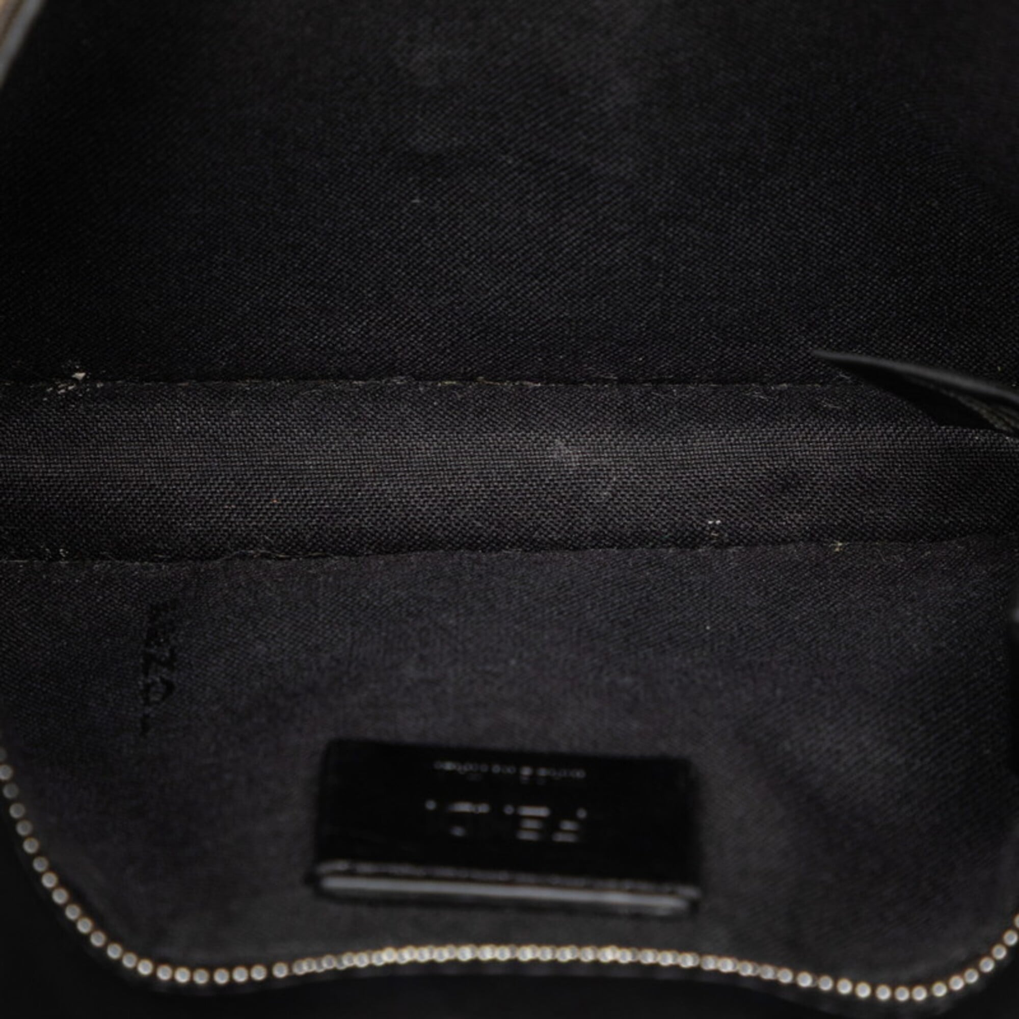 Fendi Black Brown Canvas Leather Shoulder Bag (Pre-Owned)