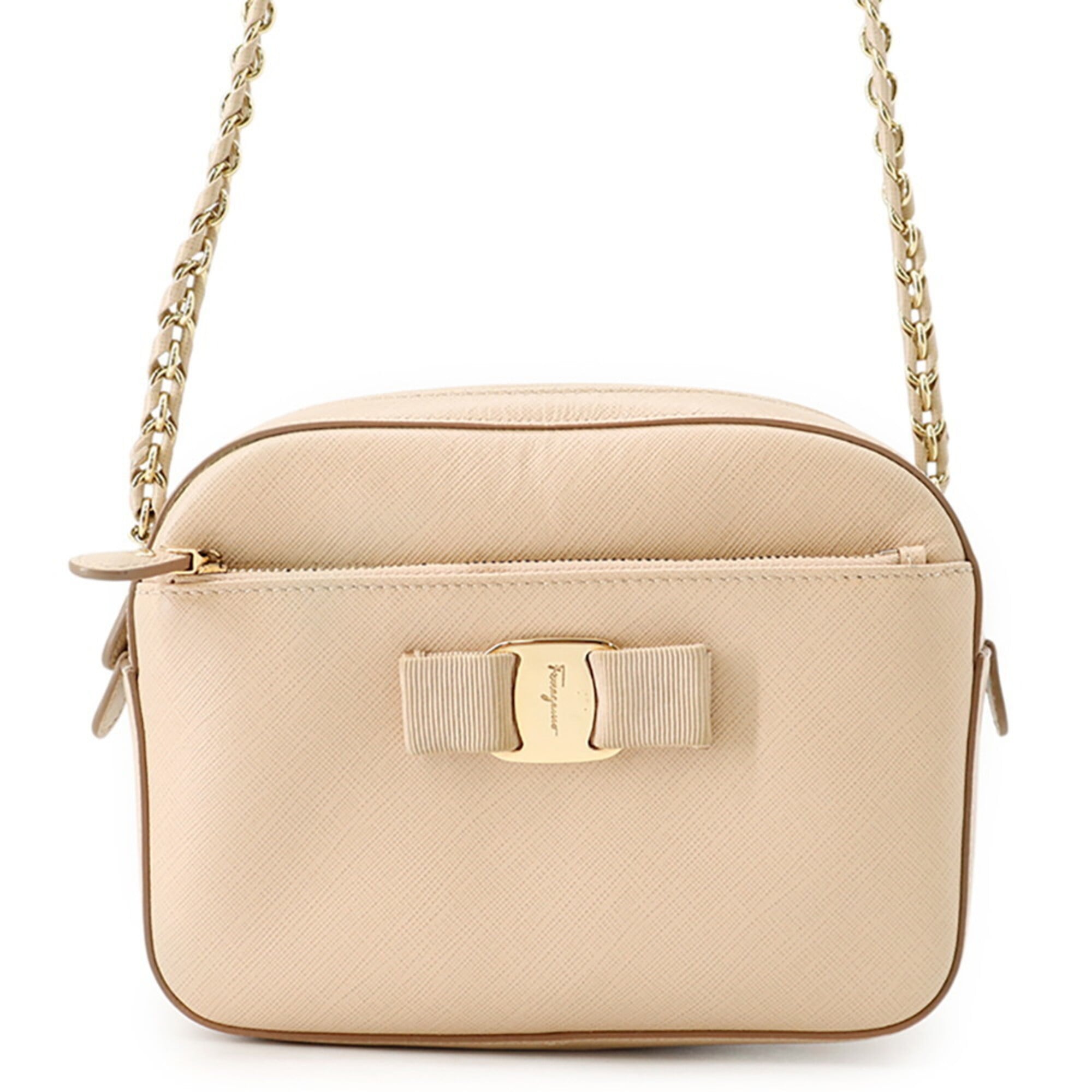 Salvatore Ferragamo Beige Leather Handbag Shoulder Bag (Pre-Owned)