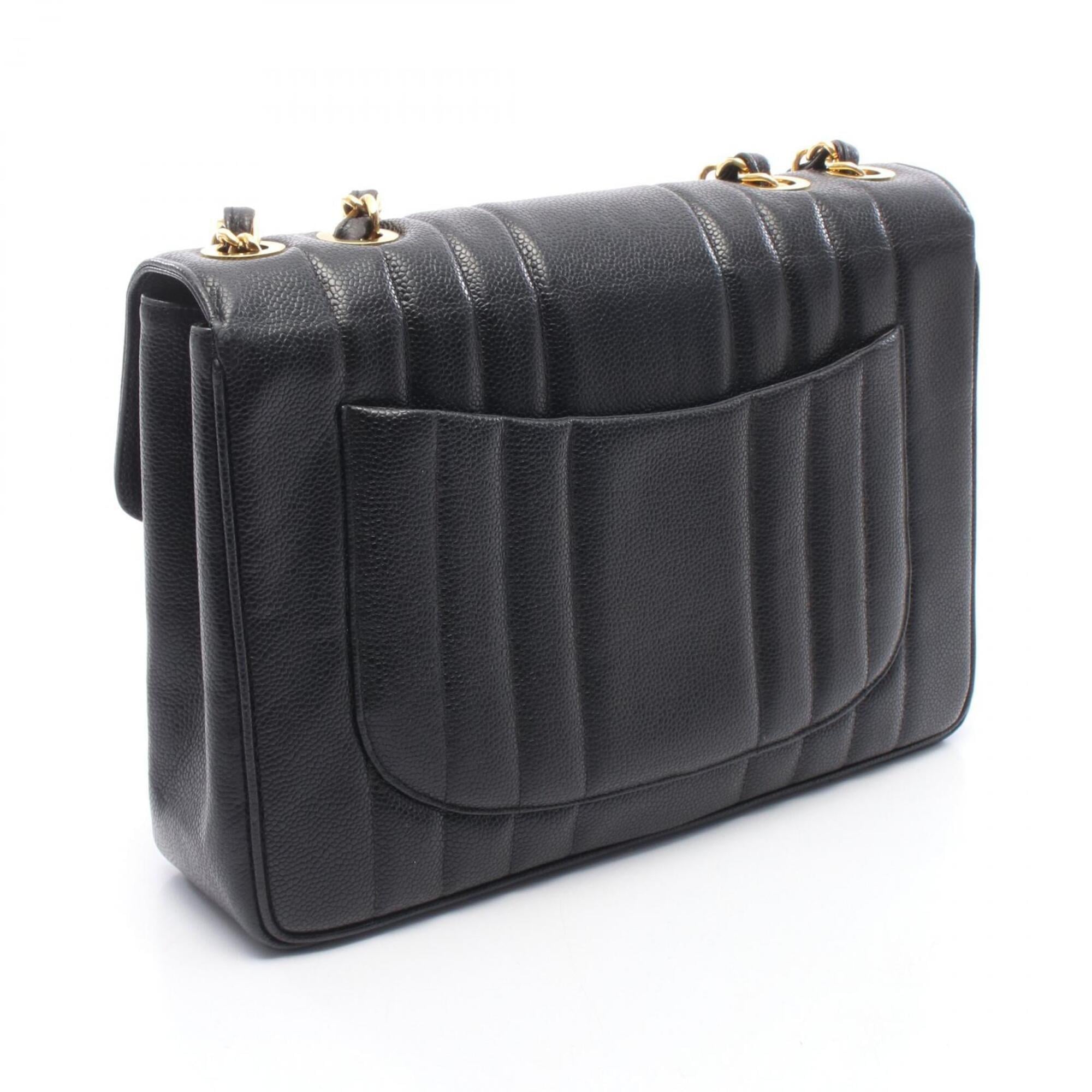Chanel Black Grained Calfskin Handbag Shoulder Bag (Pre-Owned)