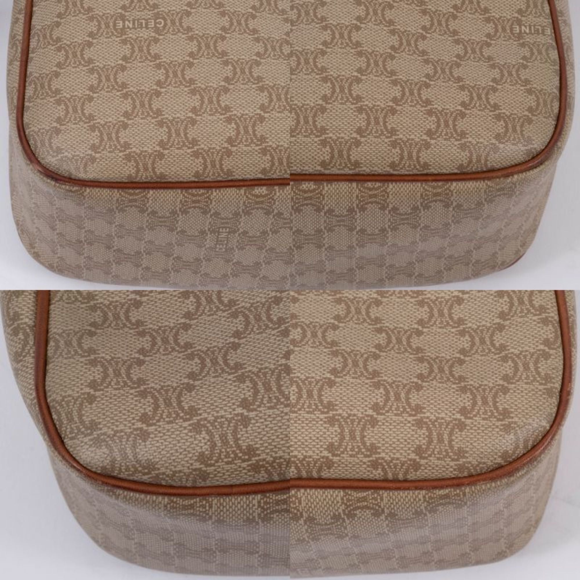 Celine Macadam Beige Brown Leather Pvc Shoulder Bag (Pre-Owned)