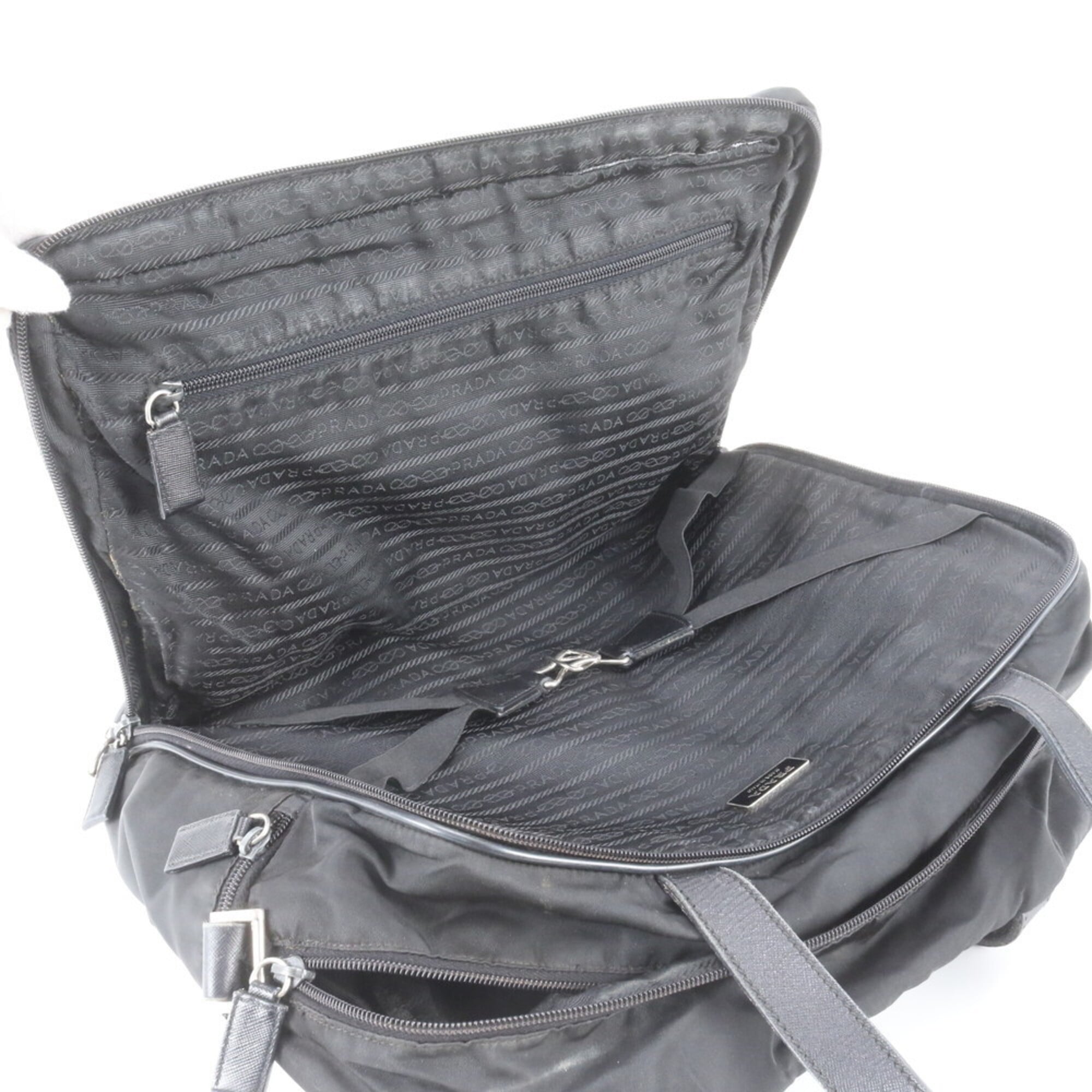 Prada Black Leather Nylon Tote Bag (Pre-Owned)