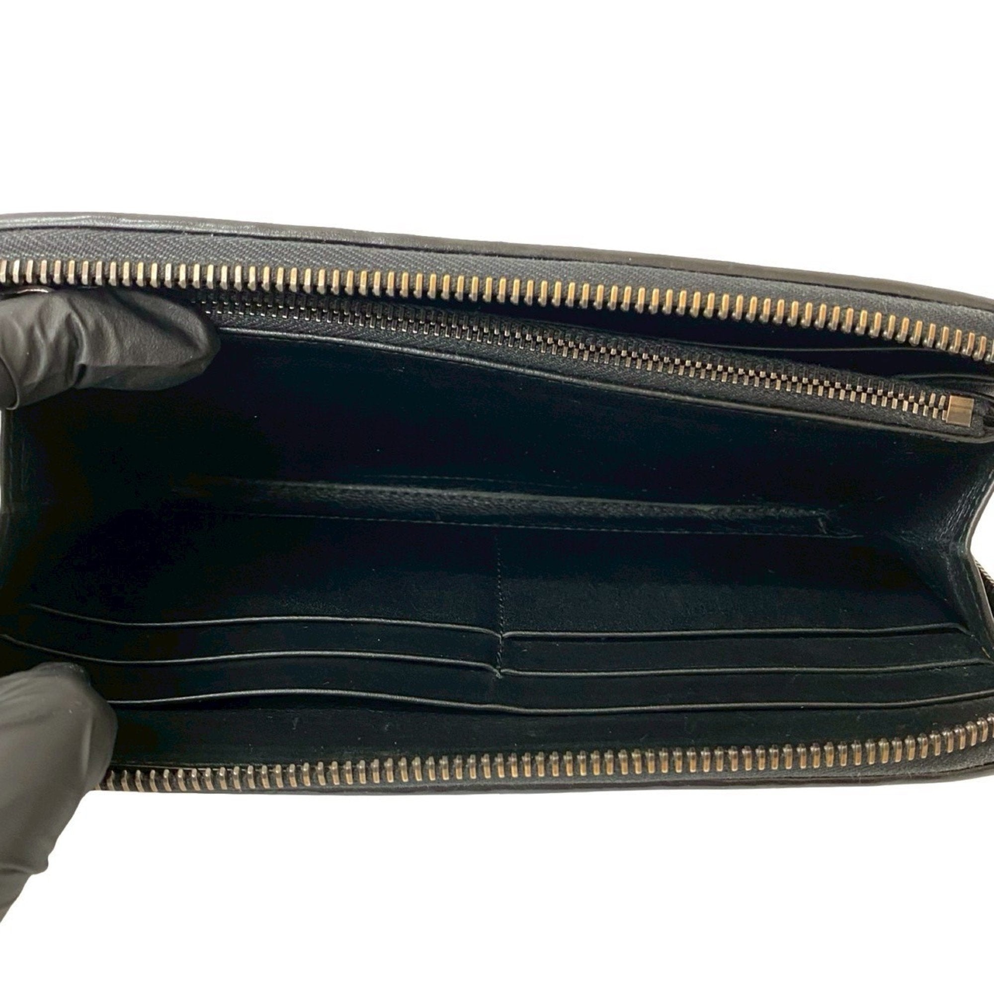 Bottega Veneta Black Leather Long Wallet (Bi-Fold) (Pre-Owned)
