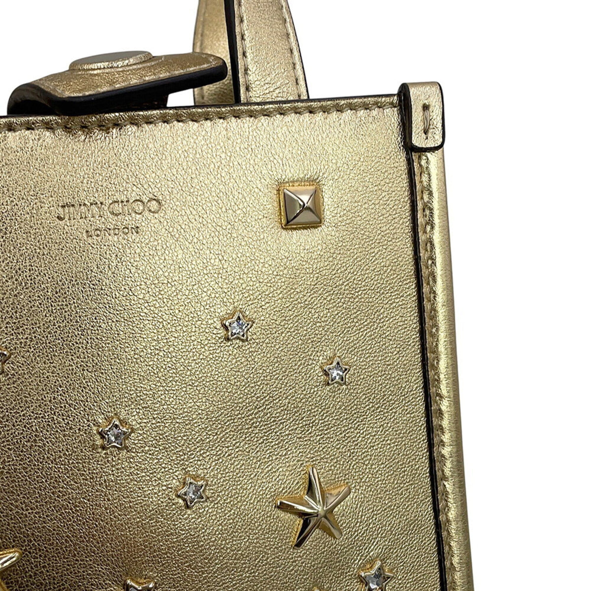 Jimmy Choo Gold Rhinestone Leather Handbag (Pre-Owned)
