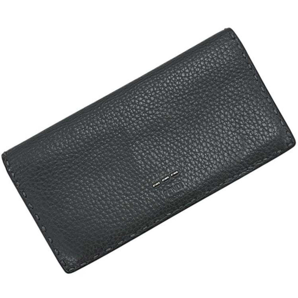 Fendi Gray Leather Long Wallet (Bi-Fold) (Pre-Owned)