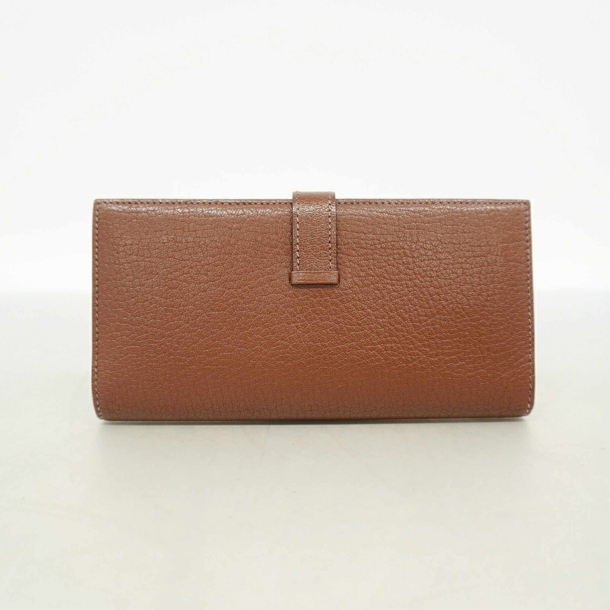 Hermes Marron Chevre Myzore Leather Long Wallet (Bi-Fold) (Pre-Owned)