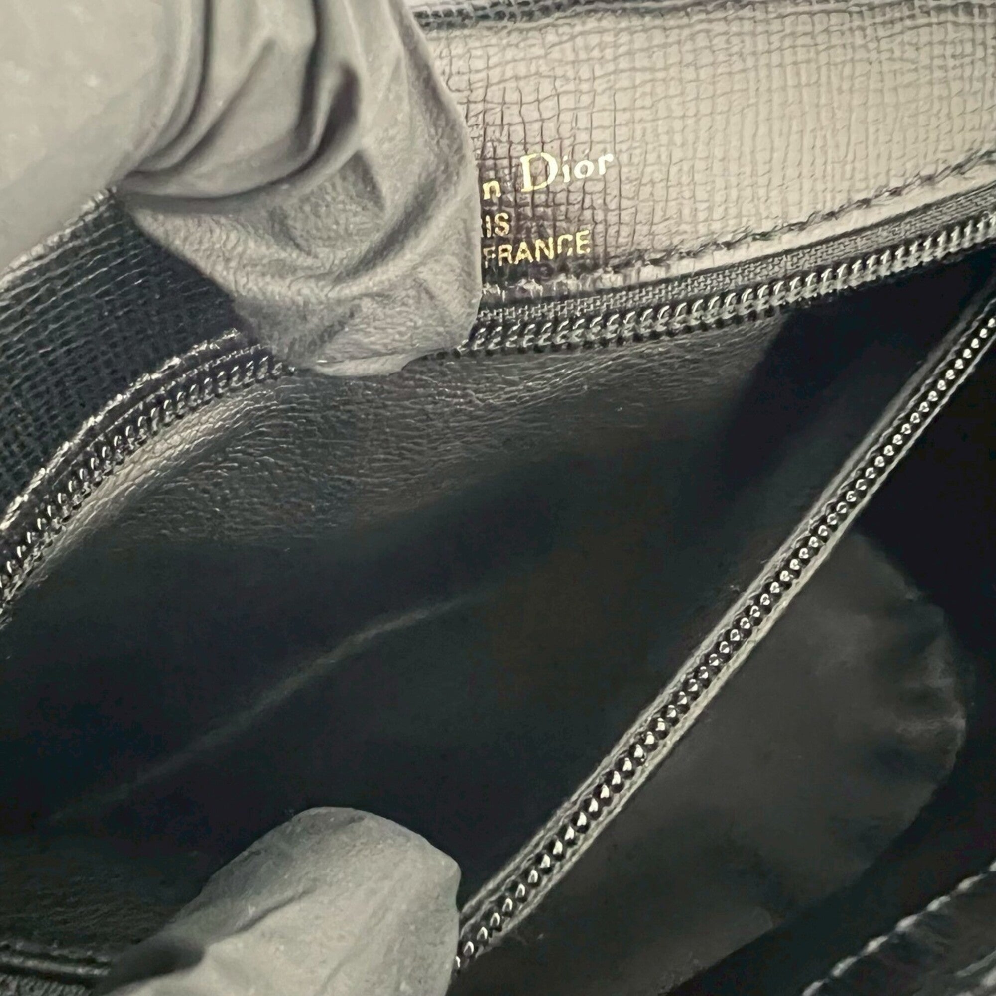 Christian Dior Black Leather Handbag Tote Bag (Pre-Owned)