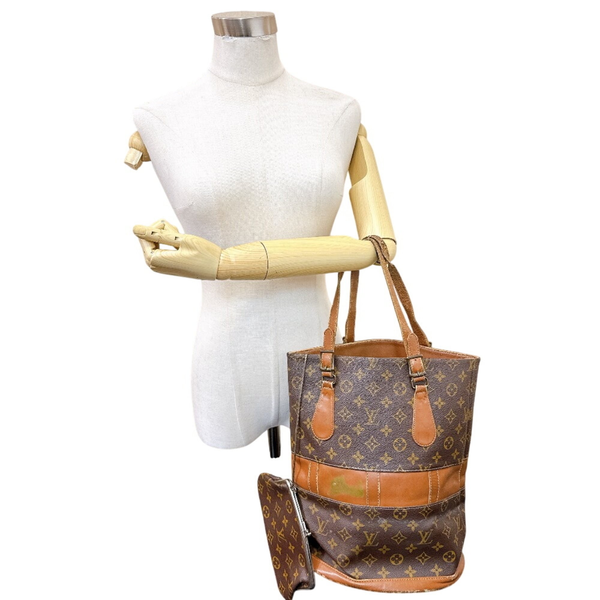 Louis Vuitton Brown Monogram Leather Handbag Pouch Tote Bag (Pre-Owned)