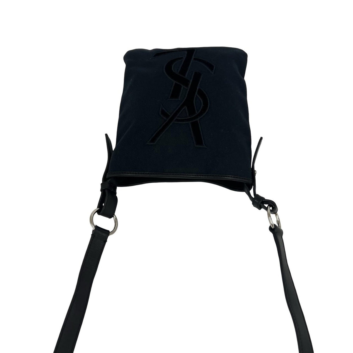 Yves Saint Laurent Black Canvas Leather Shoulder Bag (Pre-Owned)