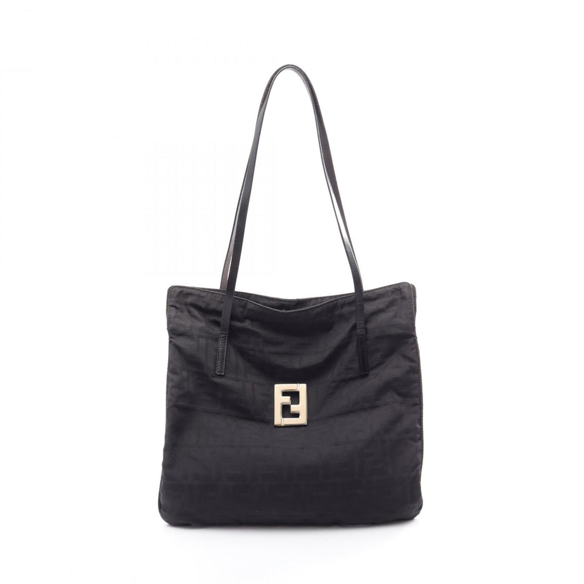 Fendi Black Nylon Leather Handbag Tote Bag (Pre-Owned)