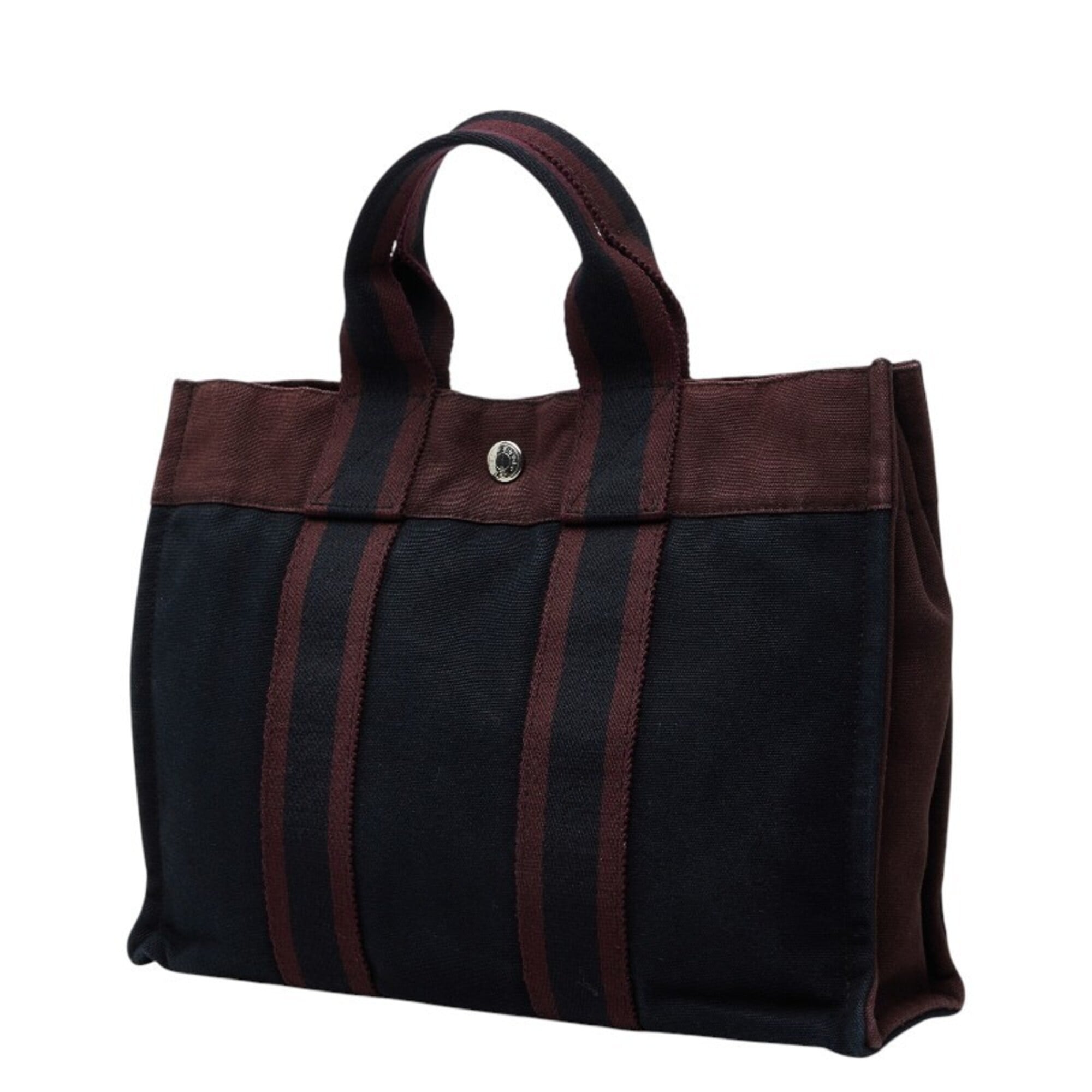 Hermes Black Bordeaux Cotton Handbag Tote Bag (Pre-Owned)