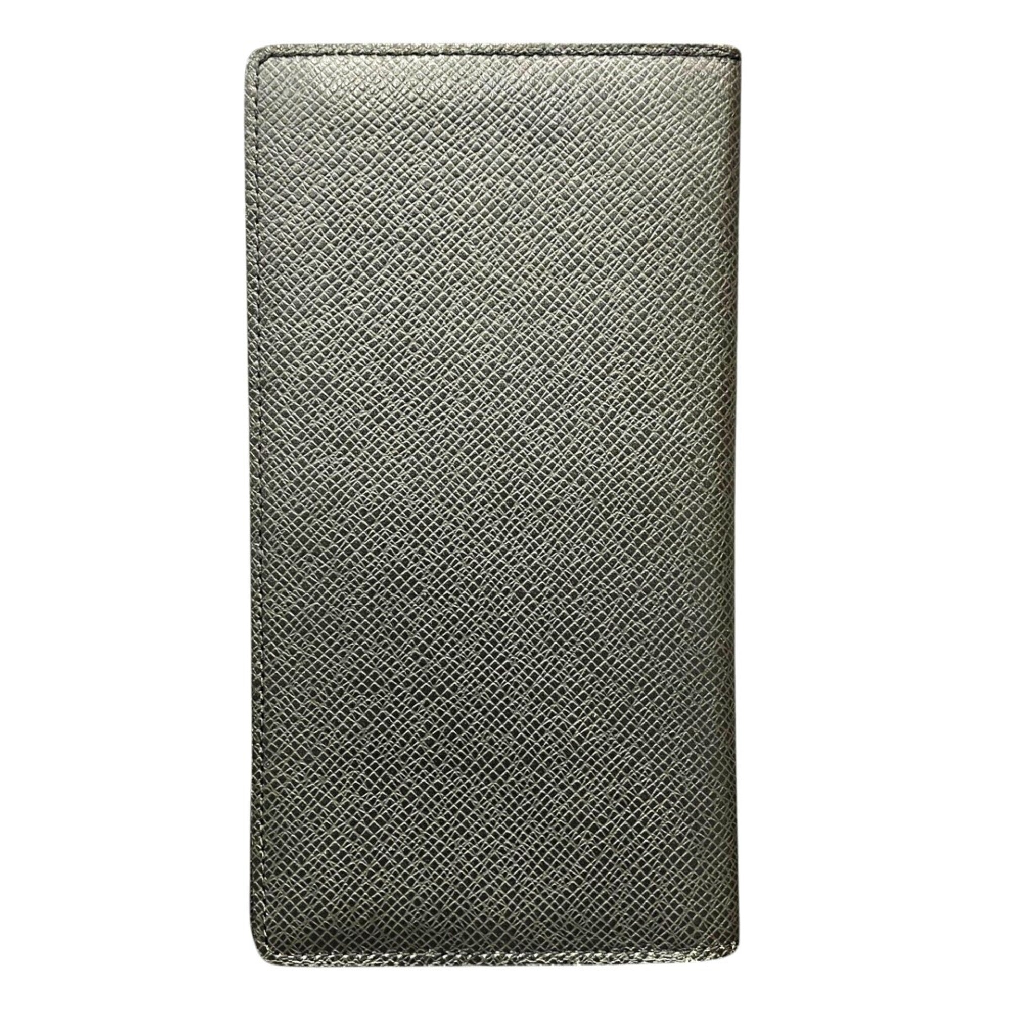 Louis Vuitton Taiga Gray Leather Long Wallet (Bi-Fold) (Pre-Owned)