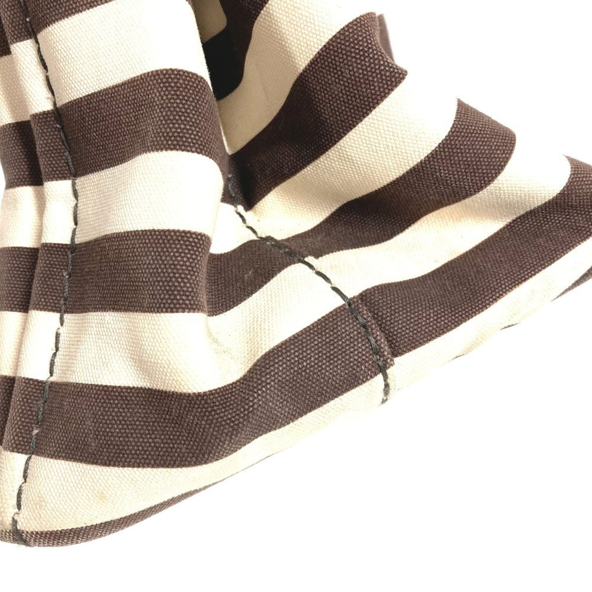 Prada Brown White Canvas Handbag Tote Bag (Pre-Owned)