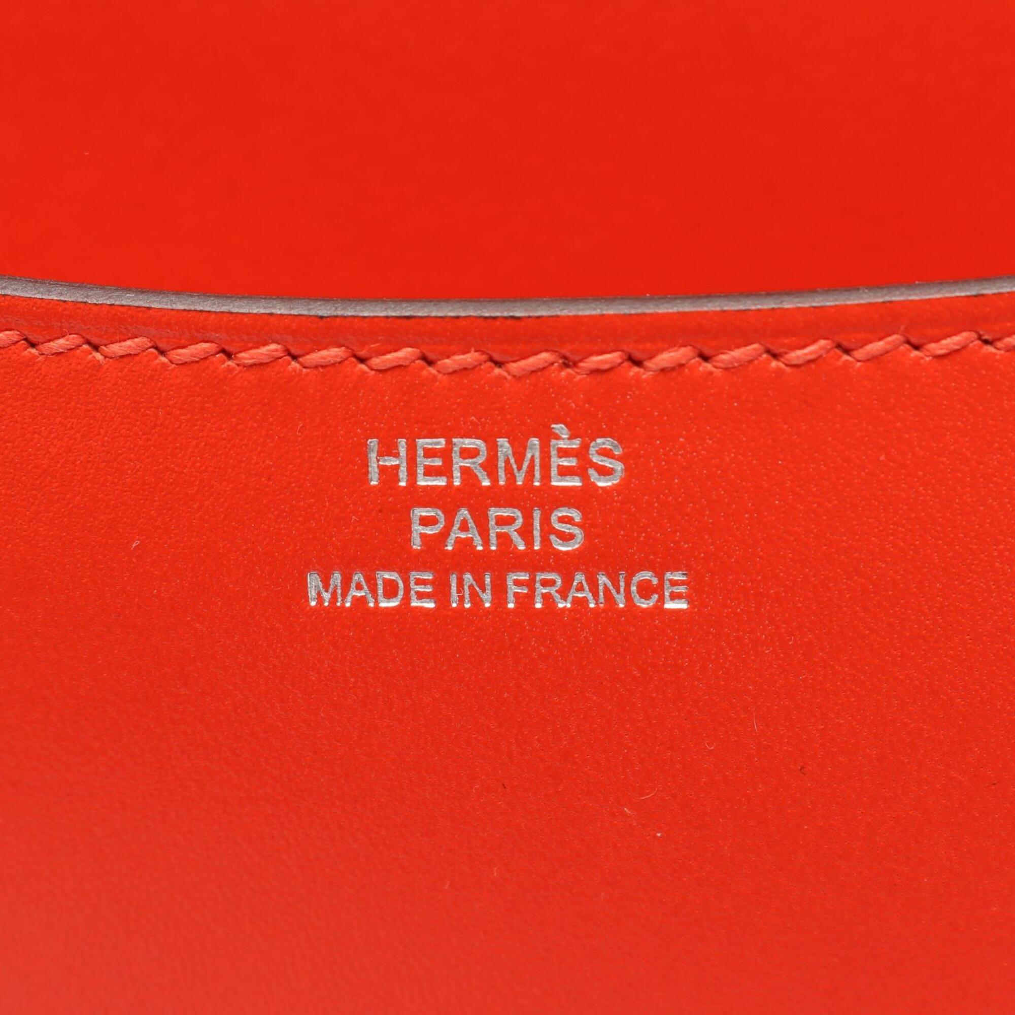 Hermes Red Color Tadelakt Leather Handbag Shoulder Bag (Pre-Owned)