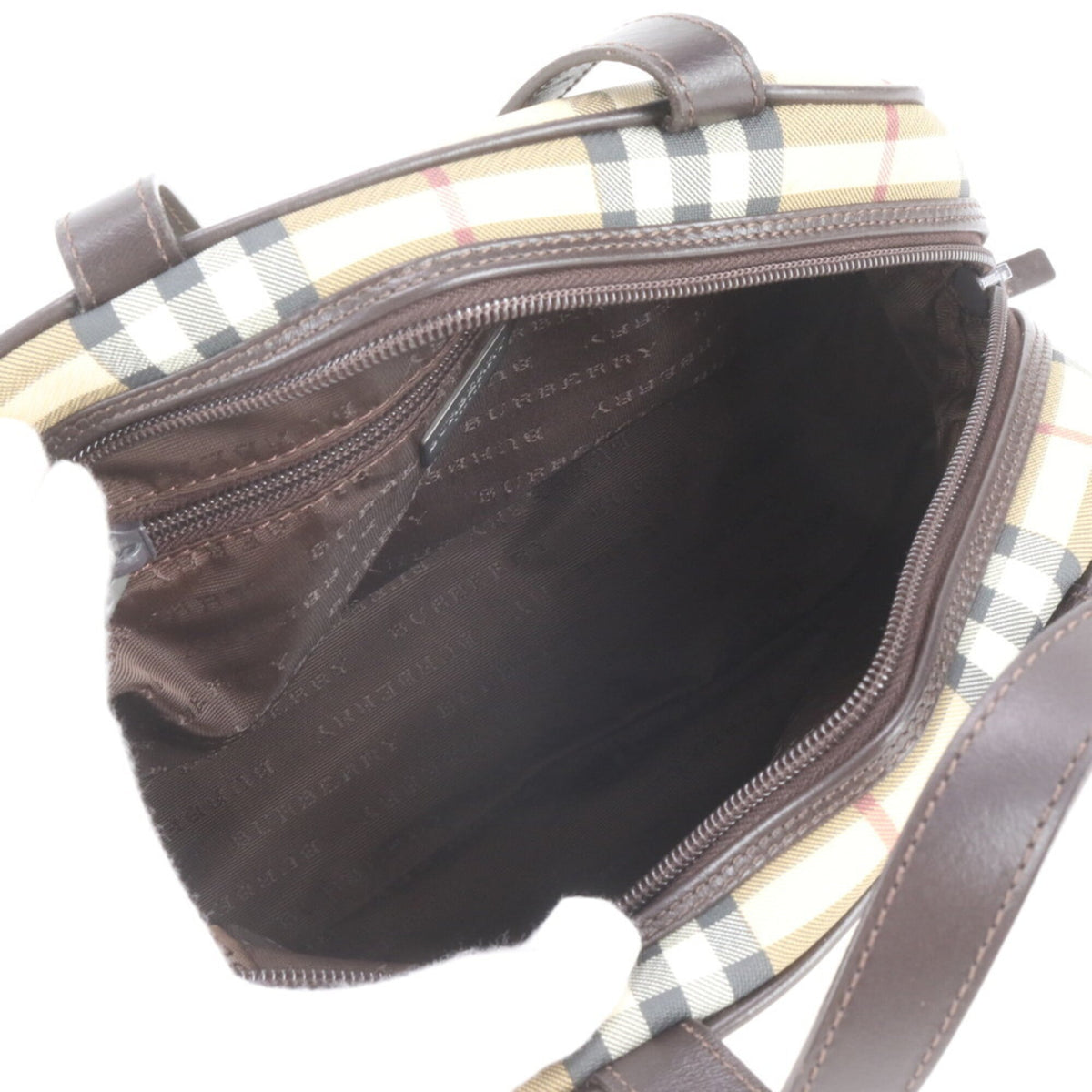 Burberry Beige Leather Coated Canvas Handbag Tote Bag (Pre-Owned)