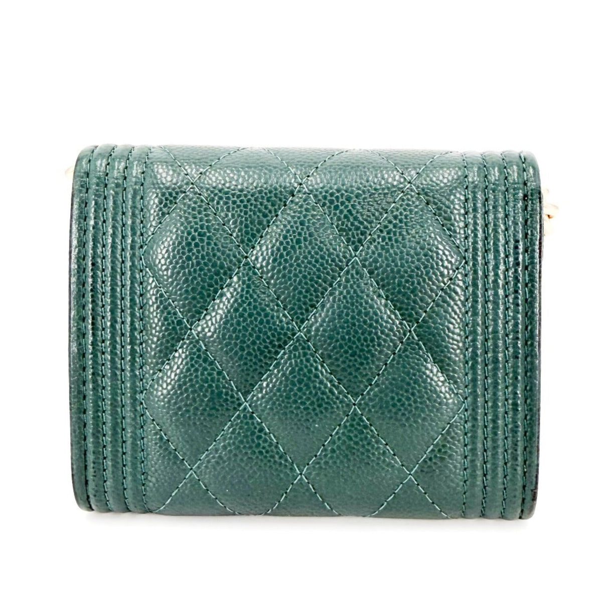 Chanel Matelasse Green Grained Calfskin Chain/Shoulder Wallet (Pre-Owned)
