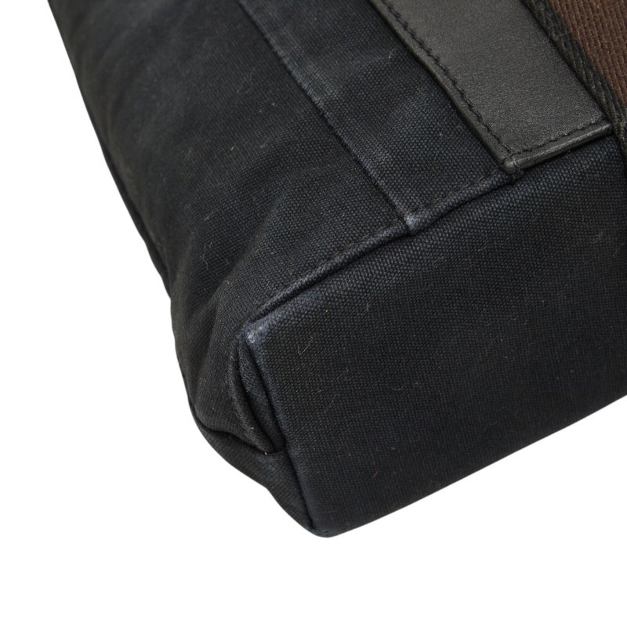 Hermes Black Canvas Leather Tote Bag (Pre-Owned)