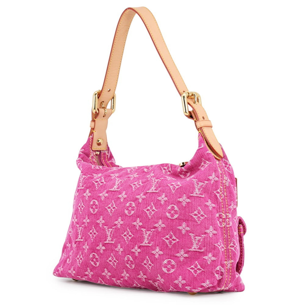 Louis Vuitton Fuchsia Monogram Denim Handbag Shoulder Bag (Pre-Owned)