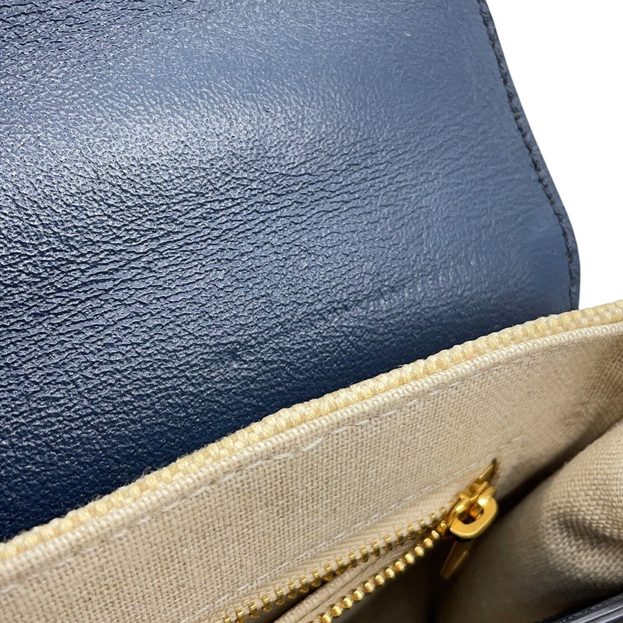 Celine Navy Raffia Handbag Shoulder Bag (Pre-Owned)