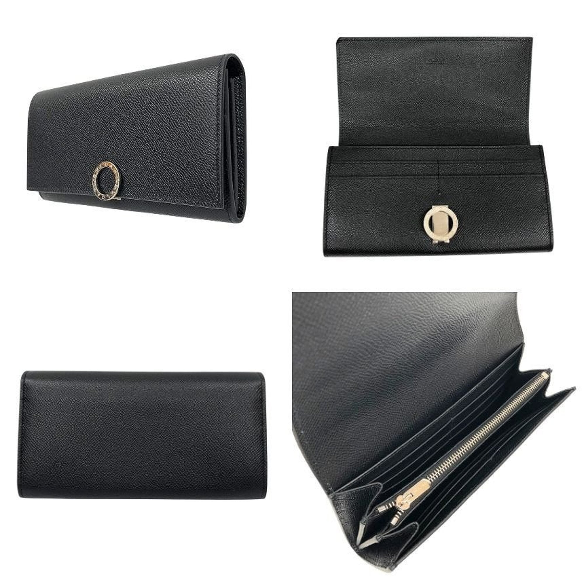 Bvlgari Black Leather Long Wallet (Bi-Fold) (Pre-Owned)