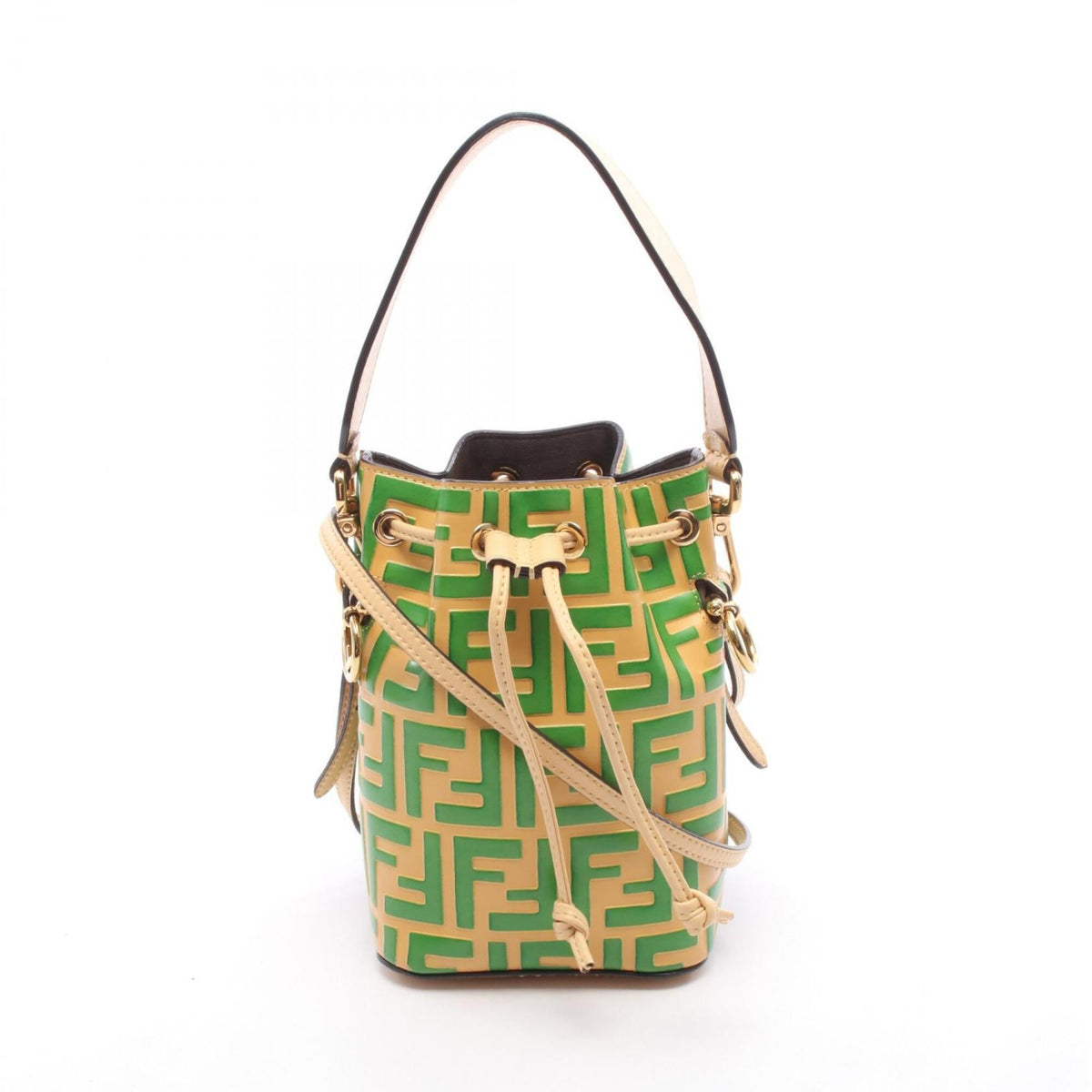 Fendi Green Yellow Leather Handbag (Pre-Owned)