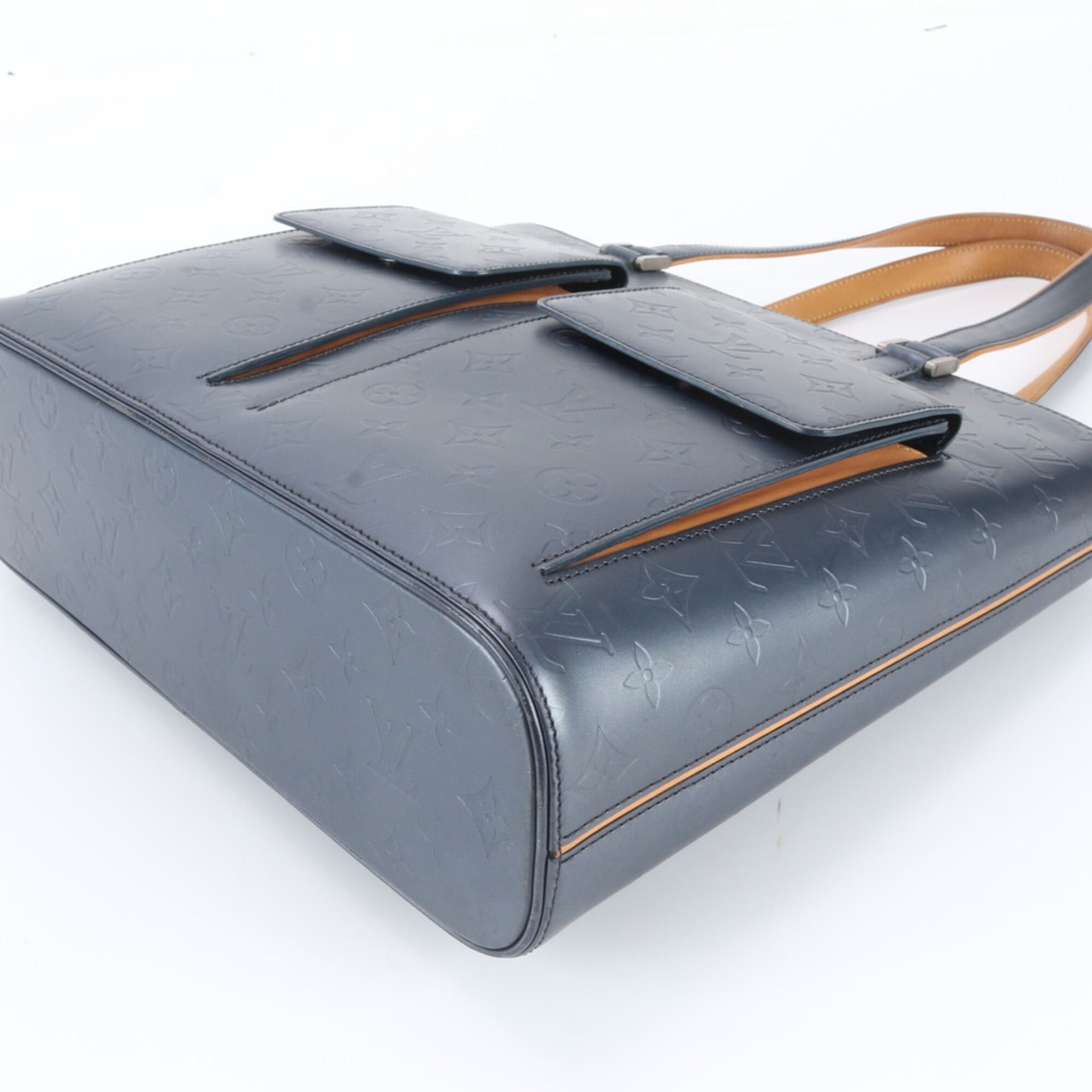 Louis Vuitton Blue Leather Shoulder Bag Tote Bag (Pre-Owned)