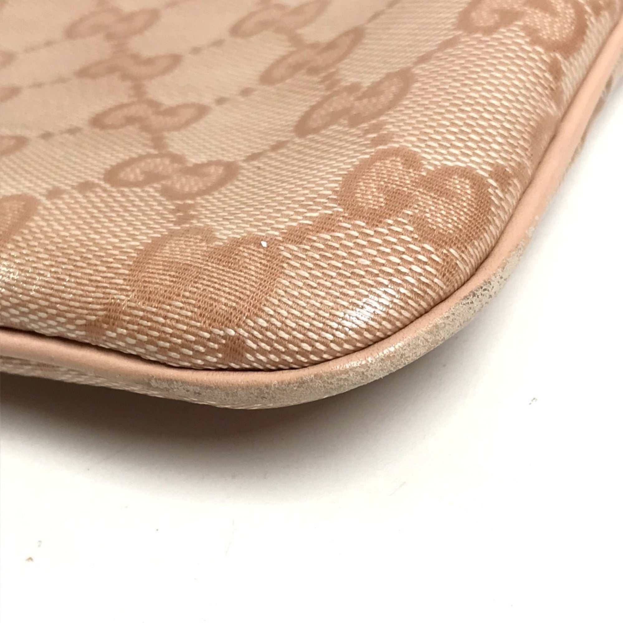 Gucci Pink Leather Coated Canvas Pochette Shoulder Bag (Pre-Owned)