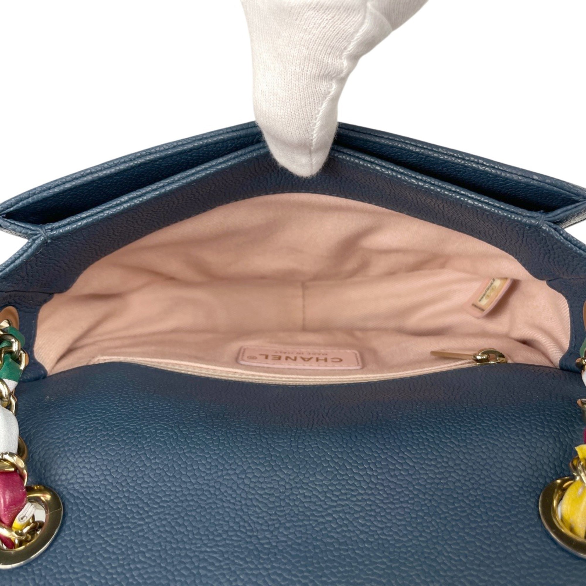 Chanel Blue Grained Calfskin Shoulder Bag (Pre-Owned)