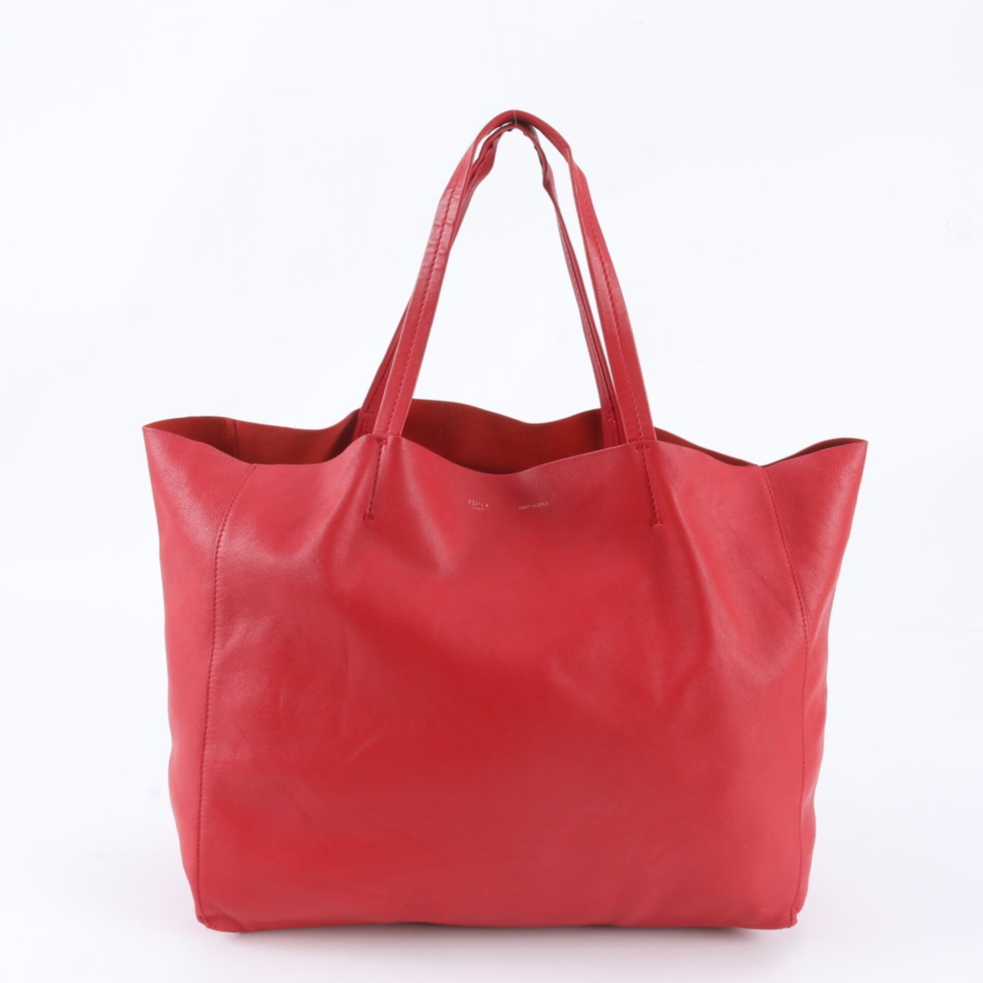Celine Cabas Red Color Leather Handbag Tote Bag (Pre-Owned)