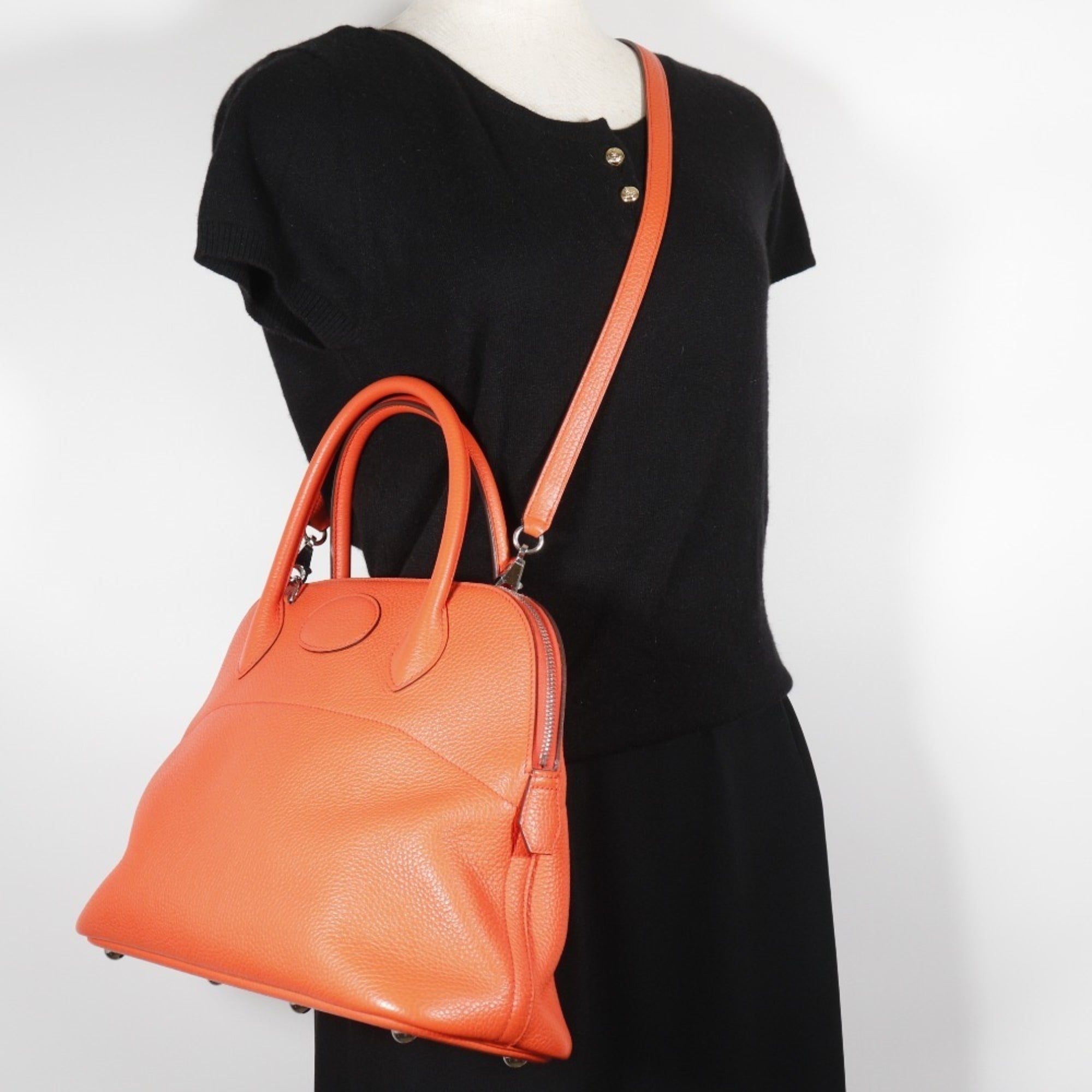 Hermes Bolide Orange Taurillon Clemence Leather Handbag (Pre-Owned)