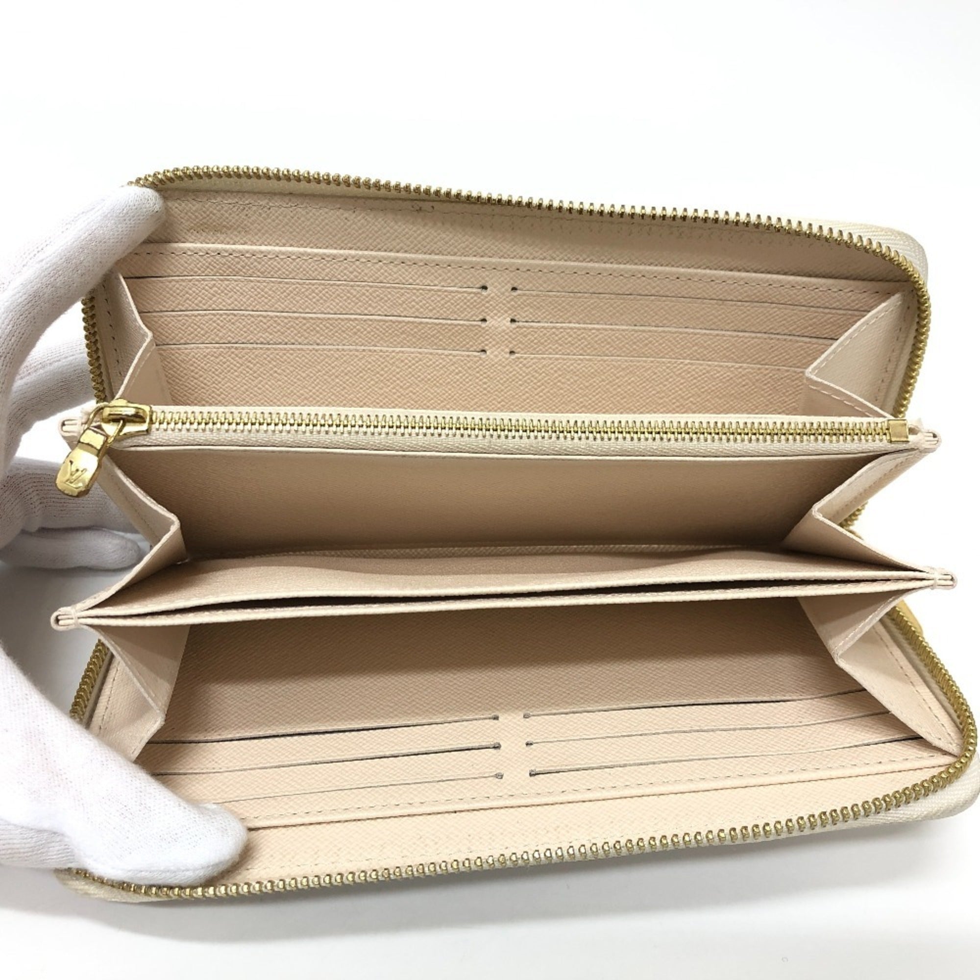 Louis Vuitton Orange White Canvas Long Wallet (Bi-Fold) (Pre-Owned)