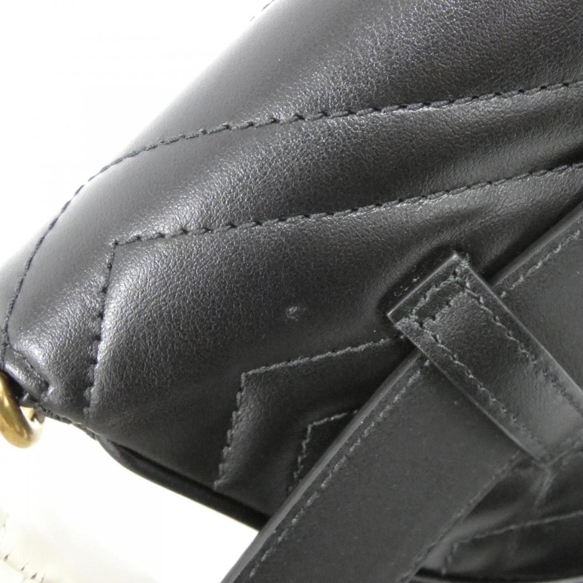 Gucci Gg Marmont Black White Leather Fanny Pack (Pre-Owned)