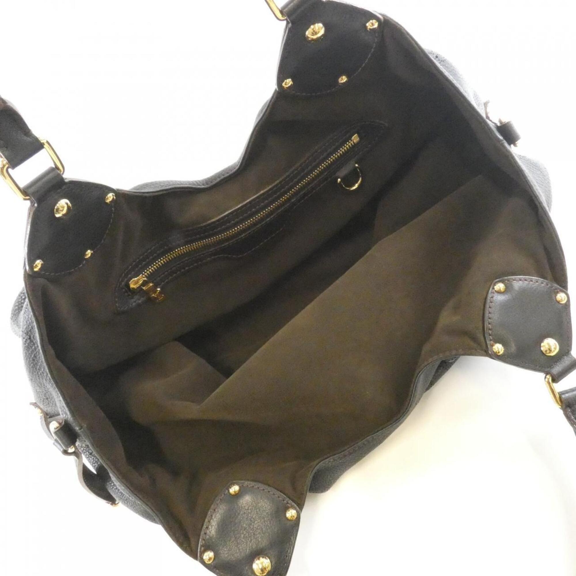 Louis Vuitton Black Leather Shoulder Bag (Pre-Owned)