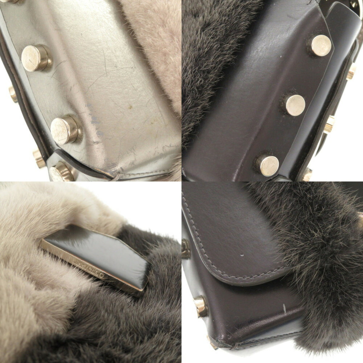 Jimmy Choo Gray Silver Leather Shoulder Bag (Pre-Owned)