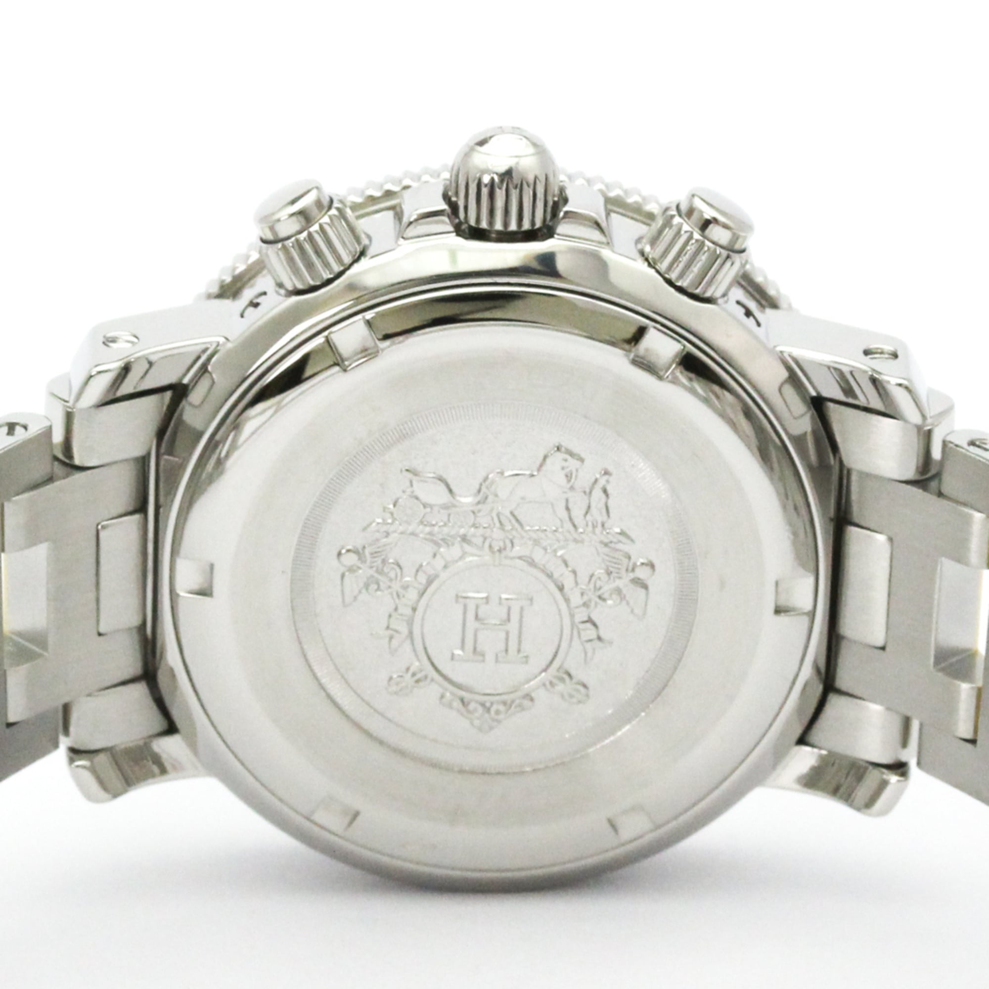 Hermes Clipper Chronograph Quartz Watch Stainless Steel Watch (Pre-Owned)