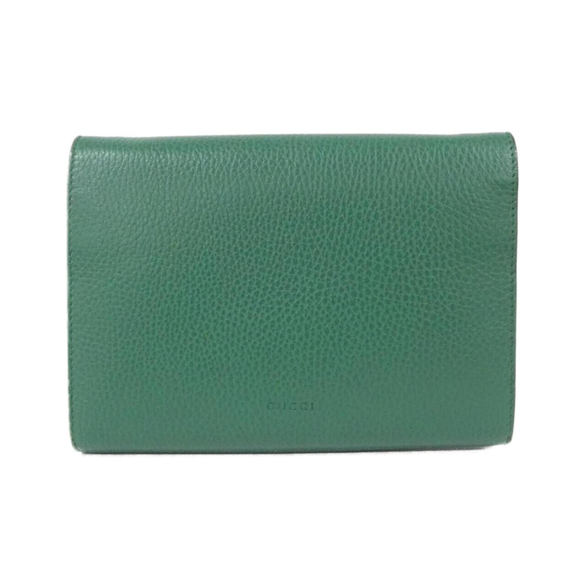 Gucci Emerald Green Leather Chain/Shoulder Wallet (Pre-Owned)
