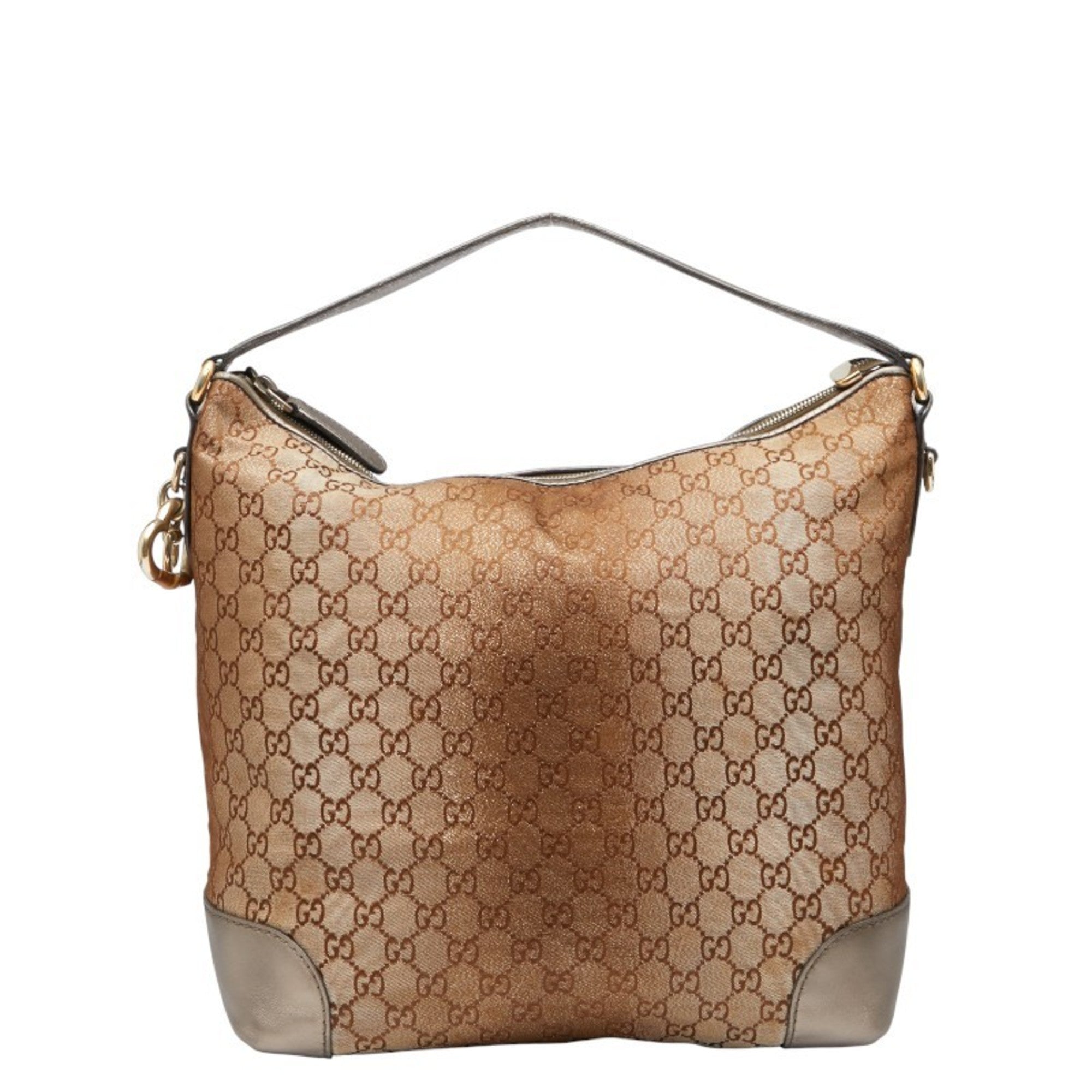 Gucci Brown Canvas Leather Shoulder Bag (Pre-Owned)