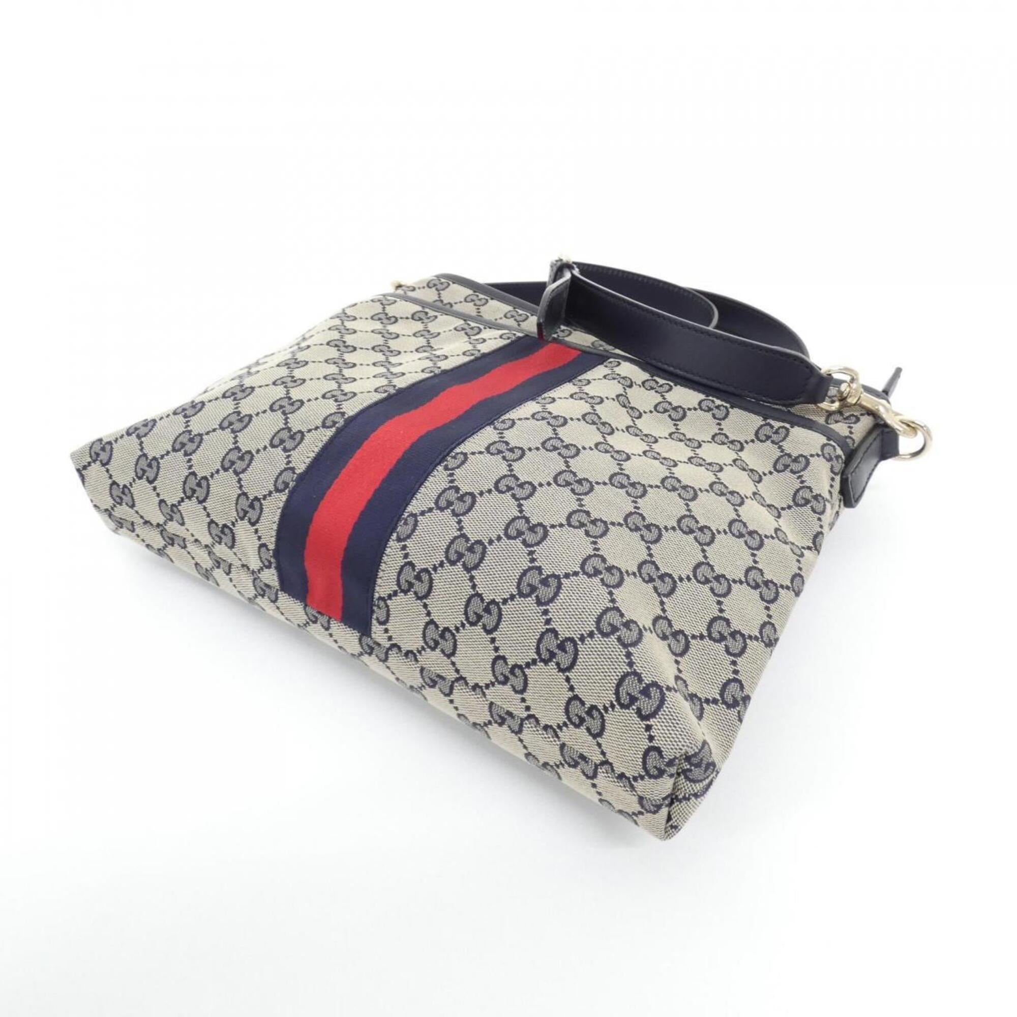 Gucci Beige Blue Gg Canvas Shoulder Bag (Pre-Owned)