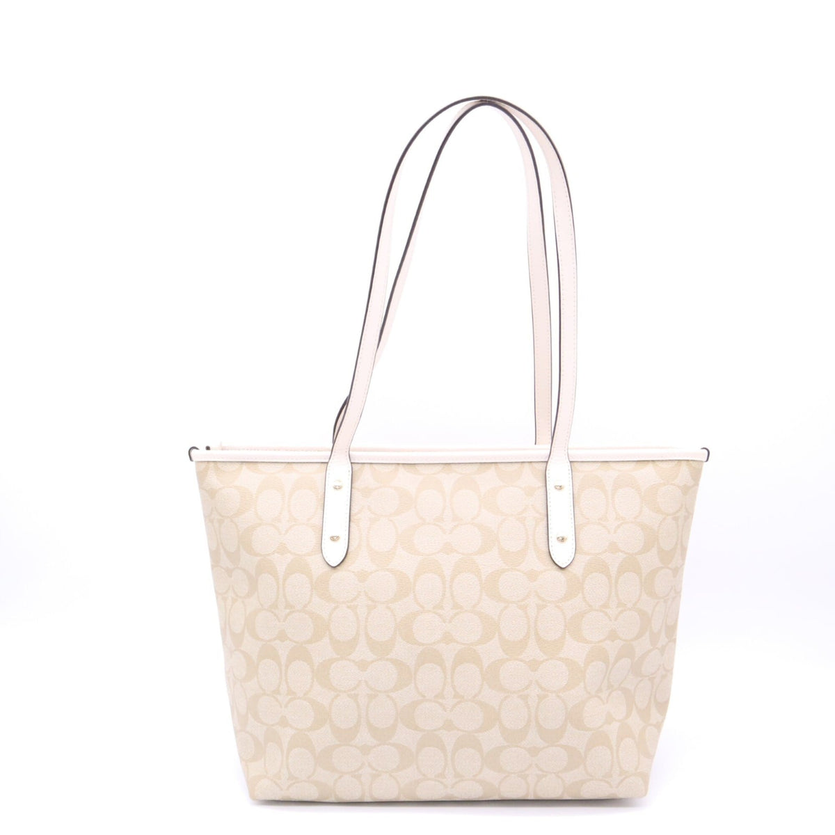 Coach Beige White Canvas Tote Bag (Pre-Owned)