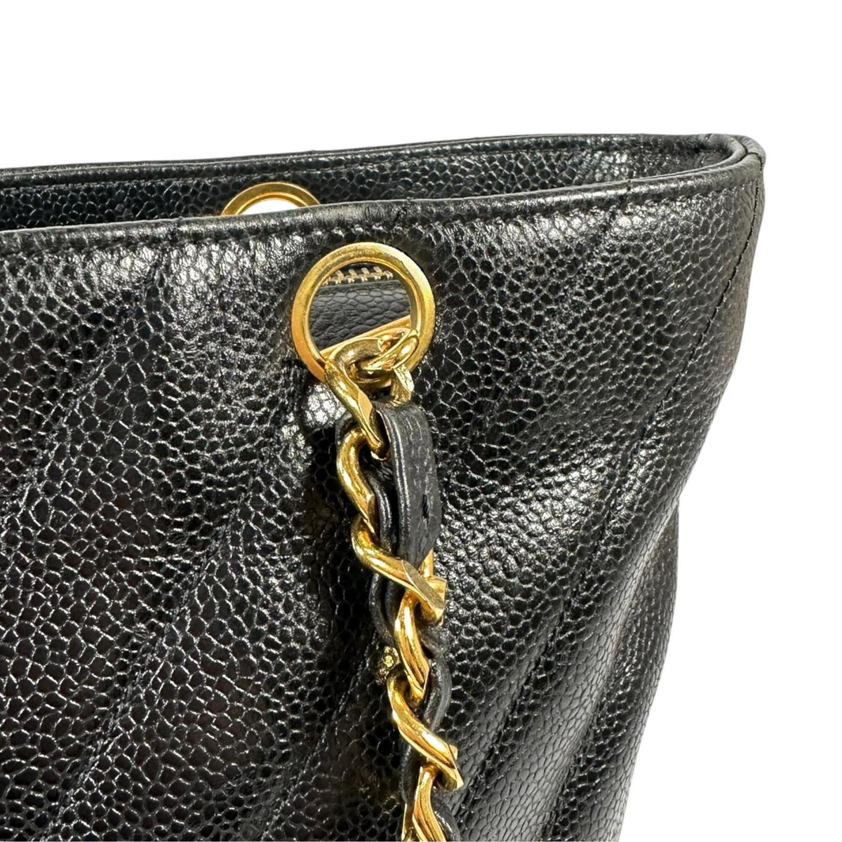 Chanel Black Grained Calfskin Shoulder Bag Tote Bag (Pre-Owned)