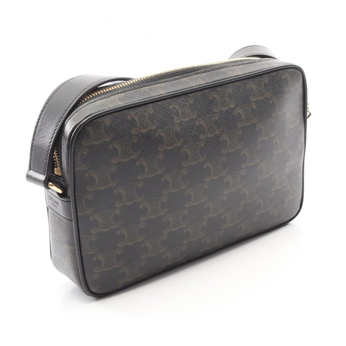 Celine Black Brown Coated Canvas Leather Handbag Messenger Bag Shoulder Bag (Pre-Owned)